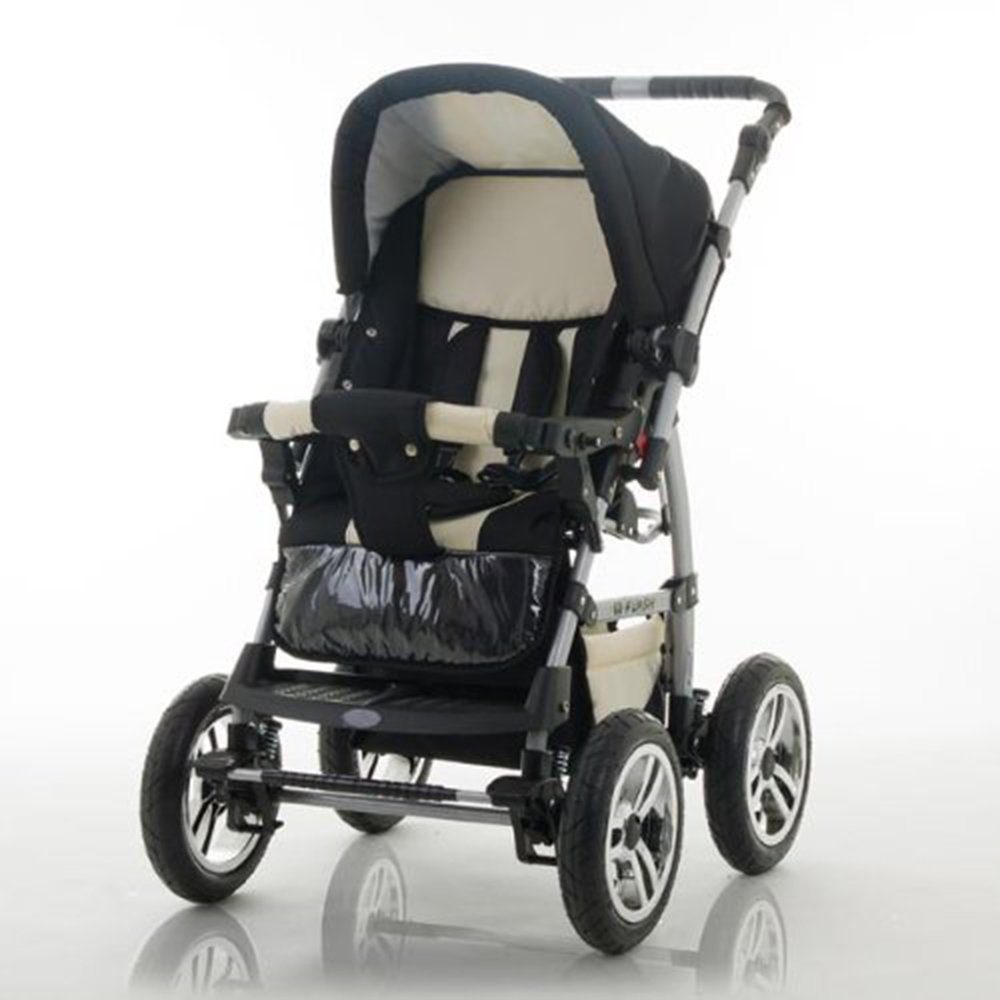 babies-on-wheels Kombi-Kinderwagen 2 in Teile Farben - - 18 in 14 Flash 1 Schwarz-Creme Kinderwagen-Set