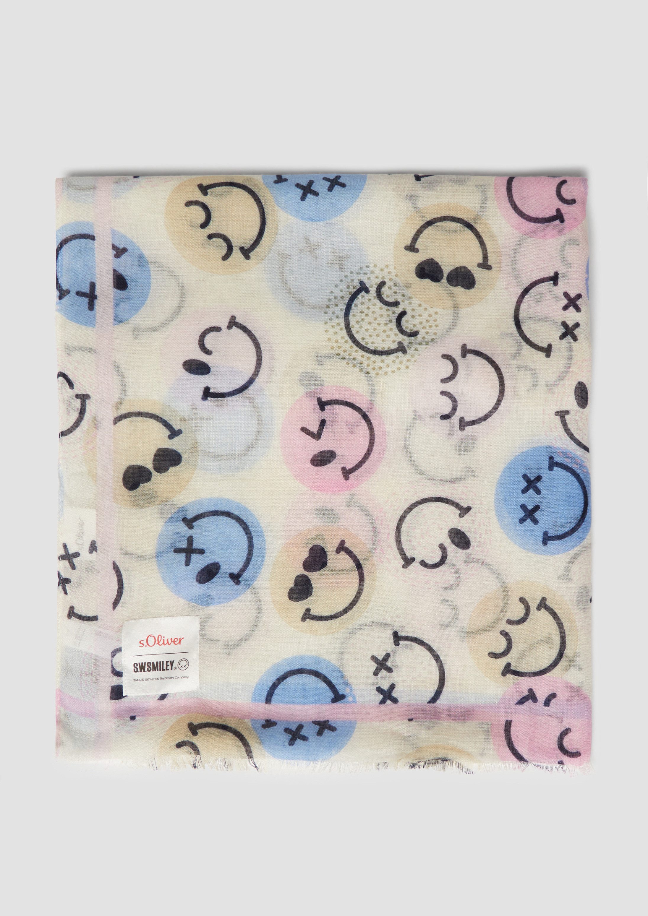 s.Oliver Schal Tuch, Leichter Schal mit S.W.-Smiley®-Print