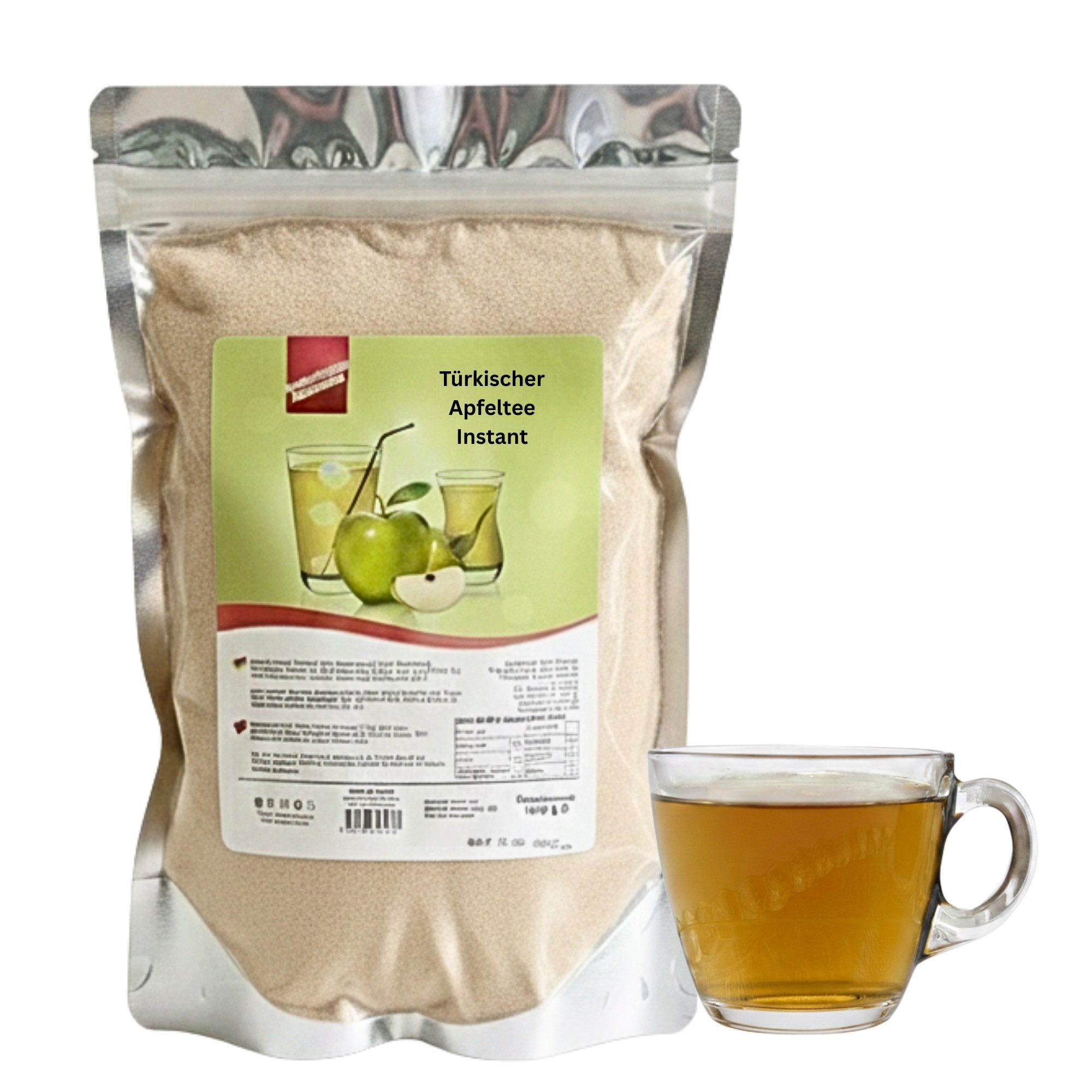 Tee Türkischer Apfeltee Pulver – Grüner Apfel Instanttee (1 kg), Süß-säuerlich und fruchtig, heiß oder kalt