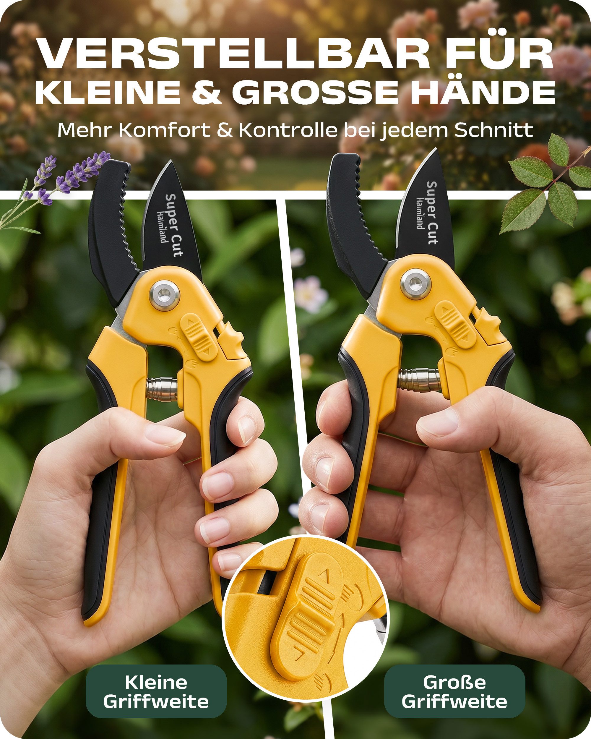 halmland Gartenschere Profi Amboss-Gartenschere – kraftsparend Äste bis 20 mm schneiden – Bild 2 von 5