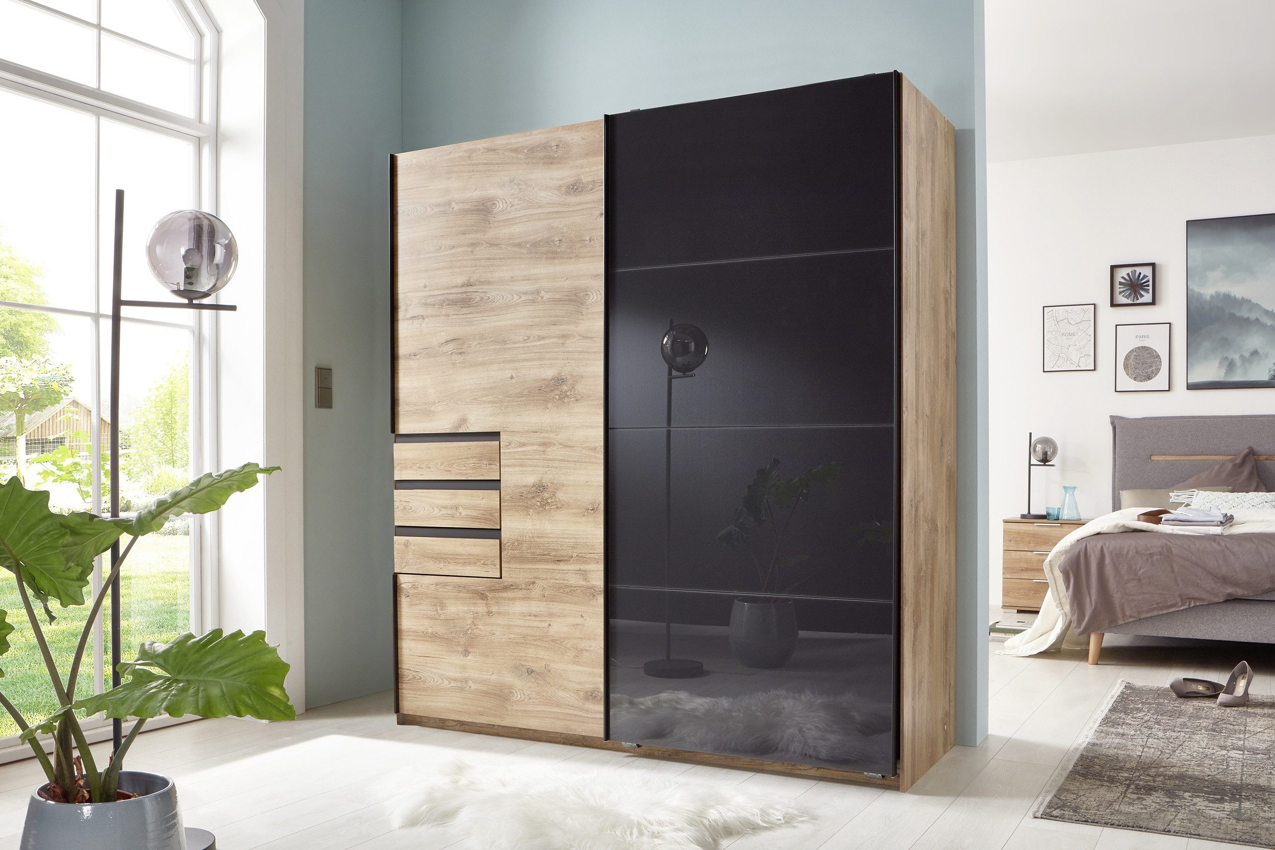 freiraum Kleiderschrank Oldenburg (B/H/T: 180x198x65 cm) in Artisan-Eiche-Nachbildung mit 3 Schubladen und 2 Türen