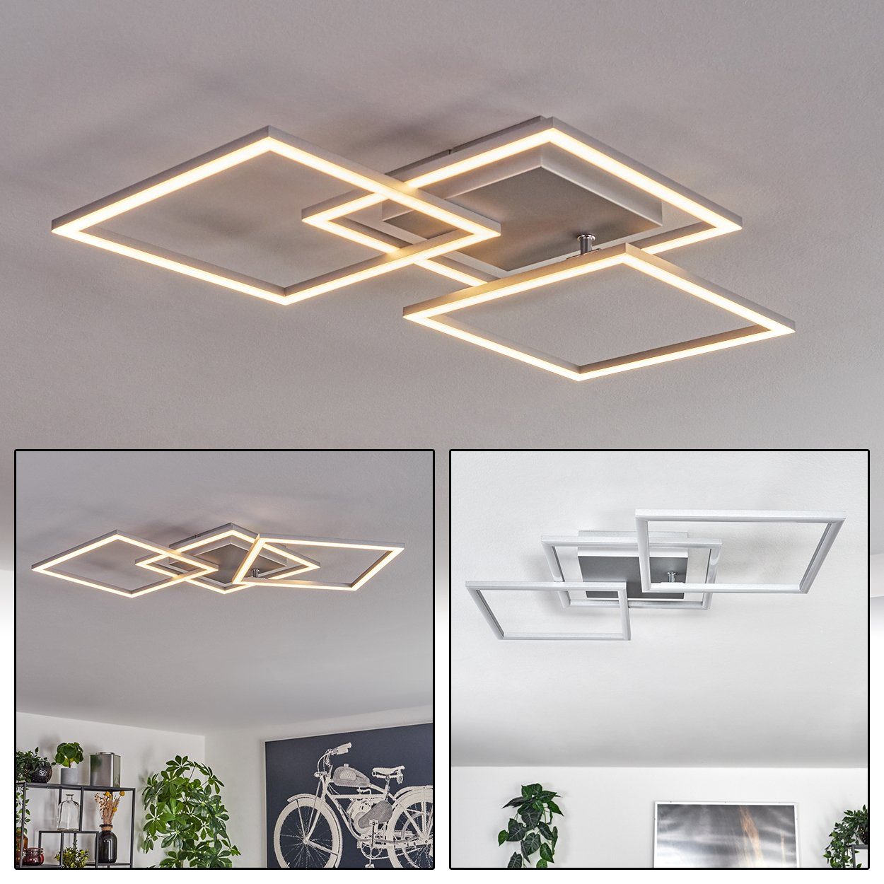 hofstein Deckenleuchte moderne Deckenlampe aus Metall/Kunststoff in Titanfarben/Weiß, LED wechselbar, 3000 Kelvin, mit verstellbaren Schirmen, Länge max. 74,5 cm, 31 Watt, 3550 Lumen