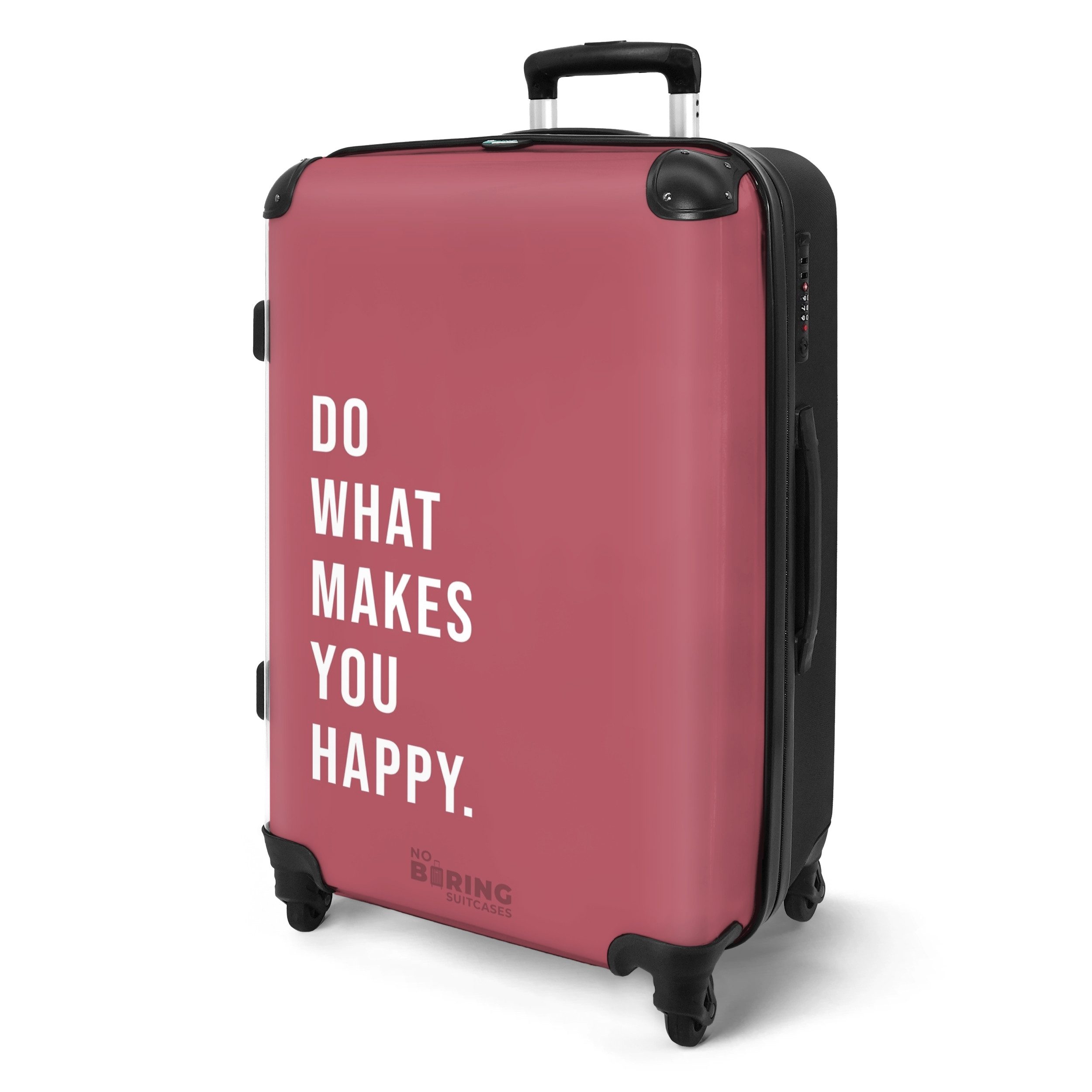NoBoringSuitcases.com© Hartschalen-Trolley Rosa mit Zitat "Tu, günstig online kaufen