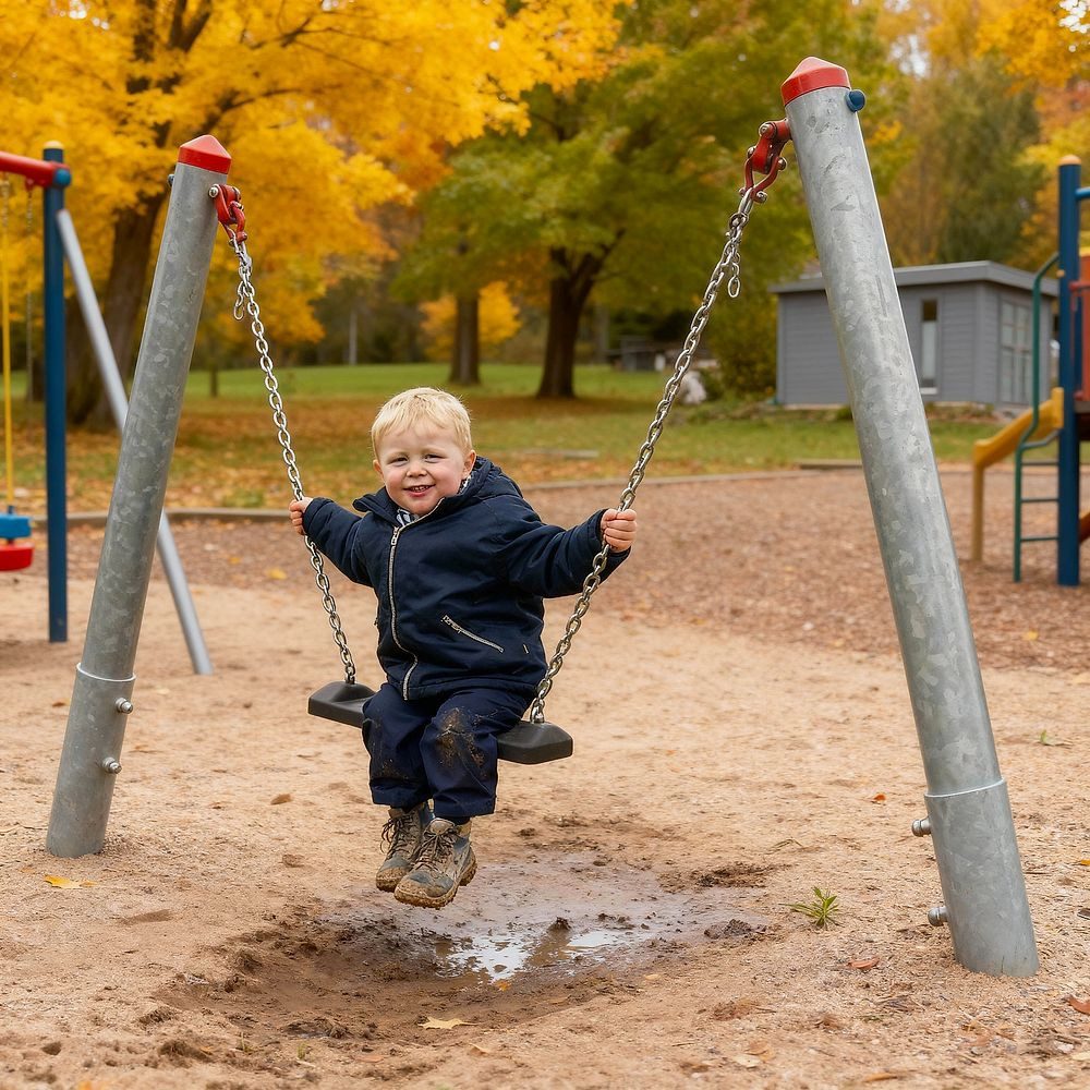 Huck Seiltechnik Klettergerüst Einzelschaukel Mini-M, Ideal für Krippen, Kindergärten und Kleinkinderspielplätze