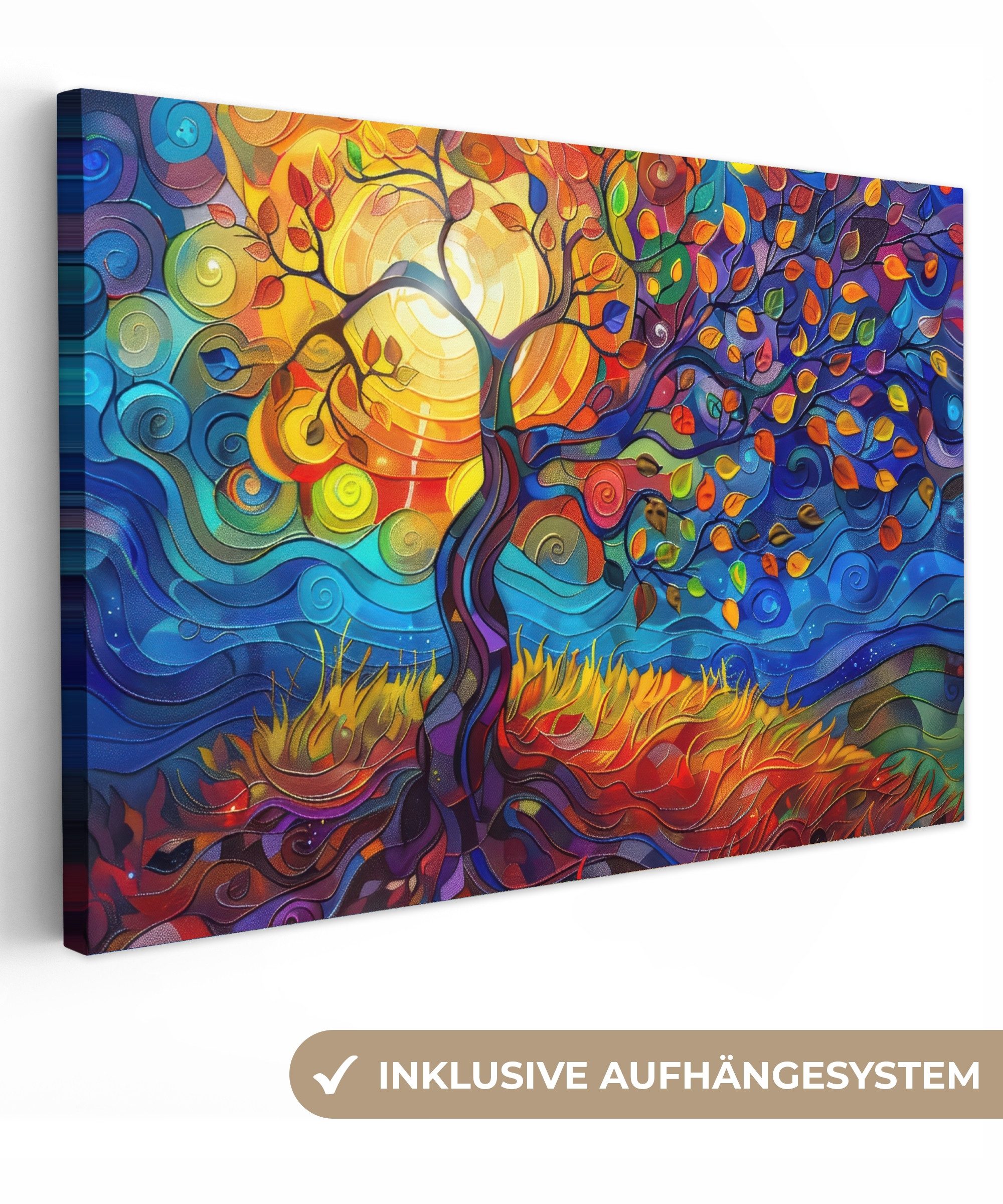 Leinwandbild Baum - Sonne - Farbenfroh - Abstrakt