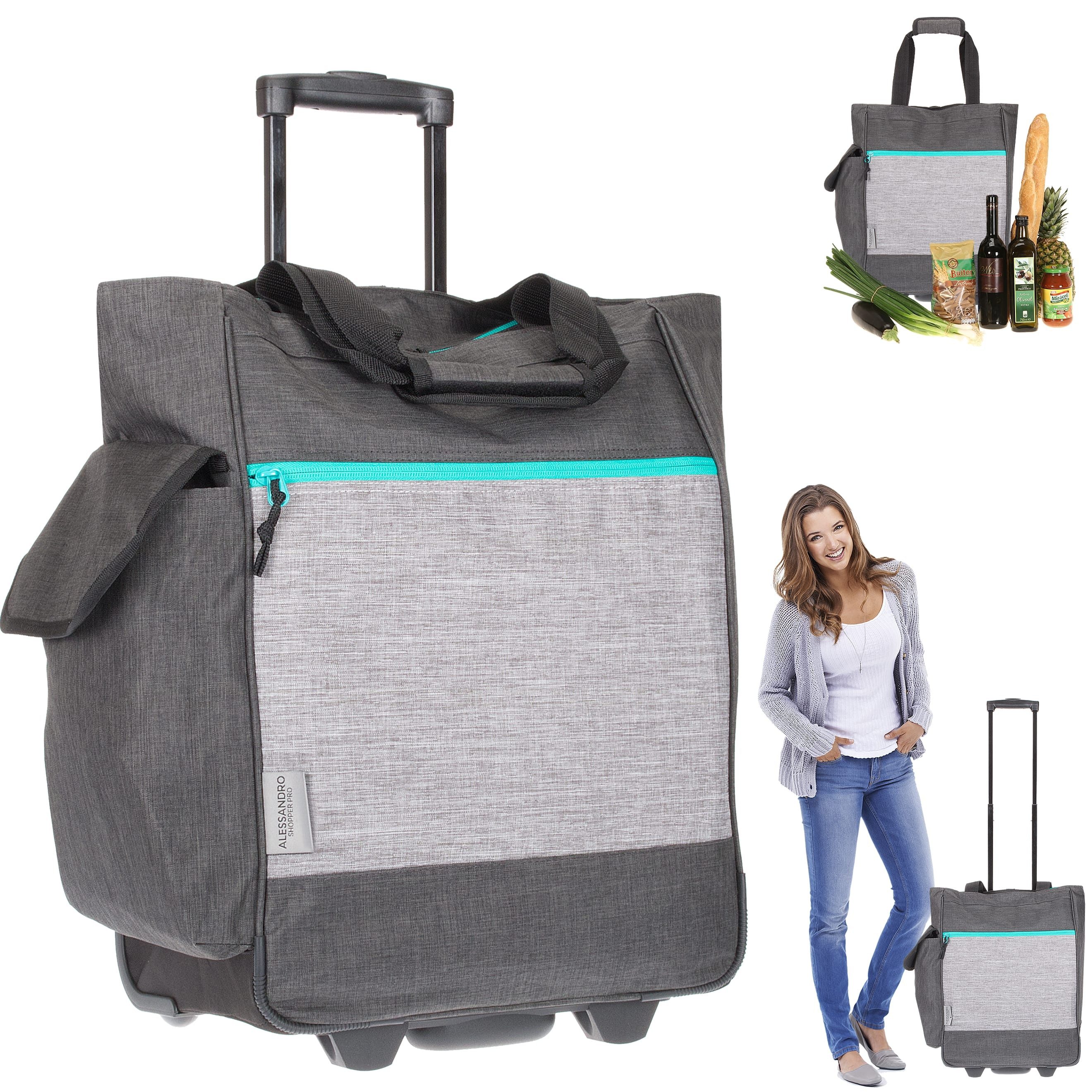 Alessandro Salvatore Einkaufstrolley Pro Shopping Trolley Einkaufswagen, Shoppingroller Einkaufsroller Trolly + Thermotasche