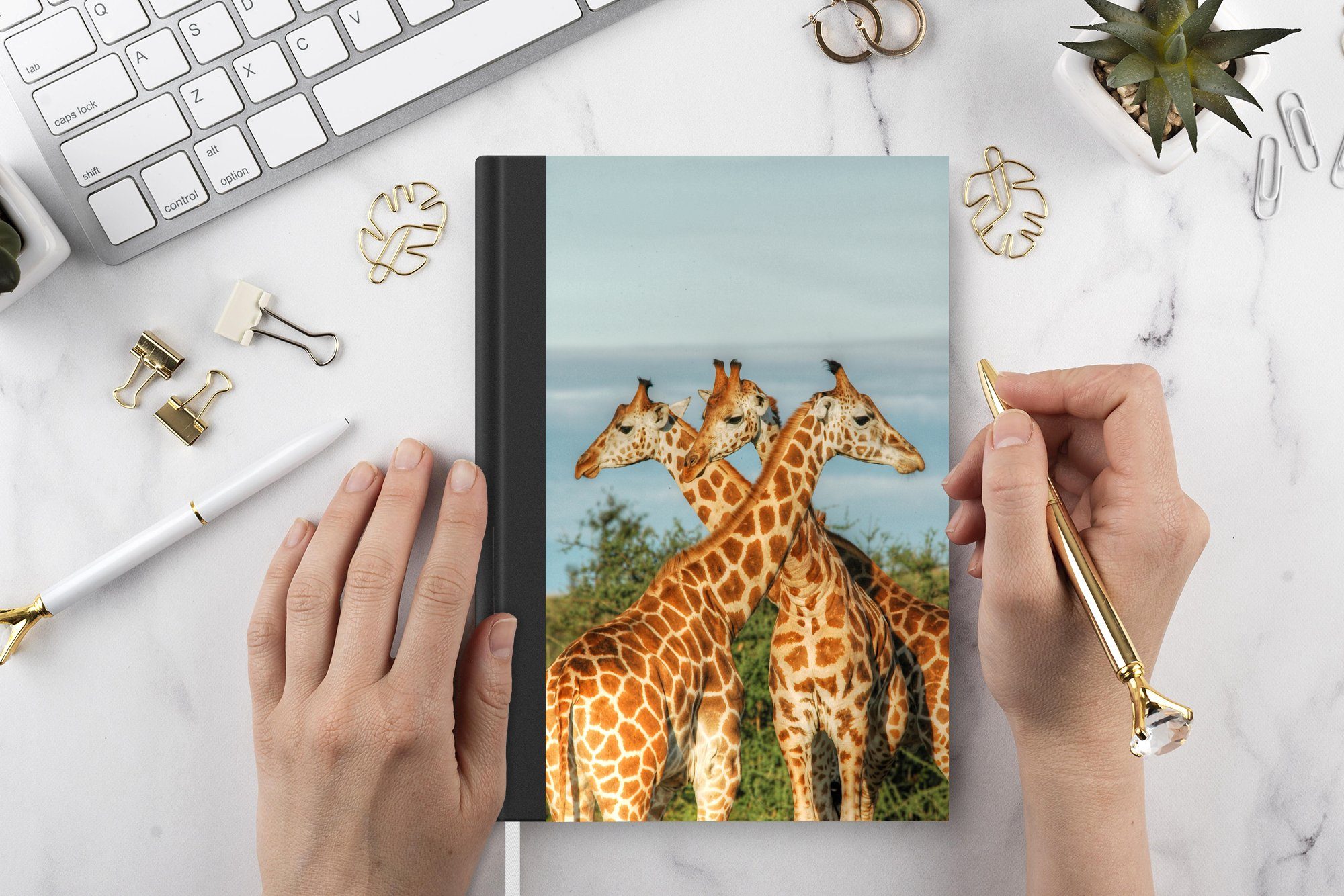 98 Giraffen Merkzettel, - Luft Journal, Notizbuch A5, Haushaltsbuch Seiten, Notizheft, Tiere, Tagebuch, - MuchoWow