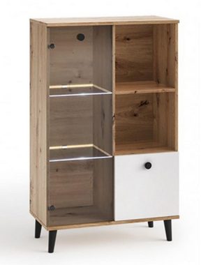 Beautysofa Standvitrine C4 mit Glastür, 80x135,5x40 cm Sideboard, mit Holzbeine, in Loft Stil