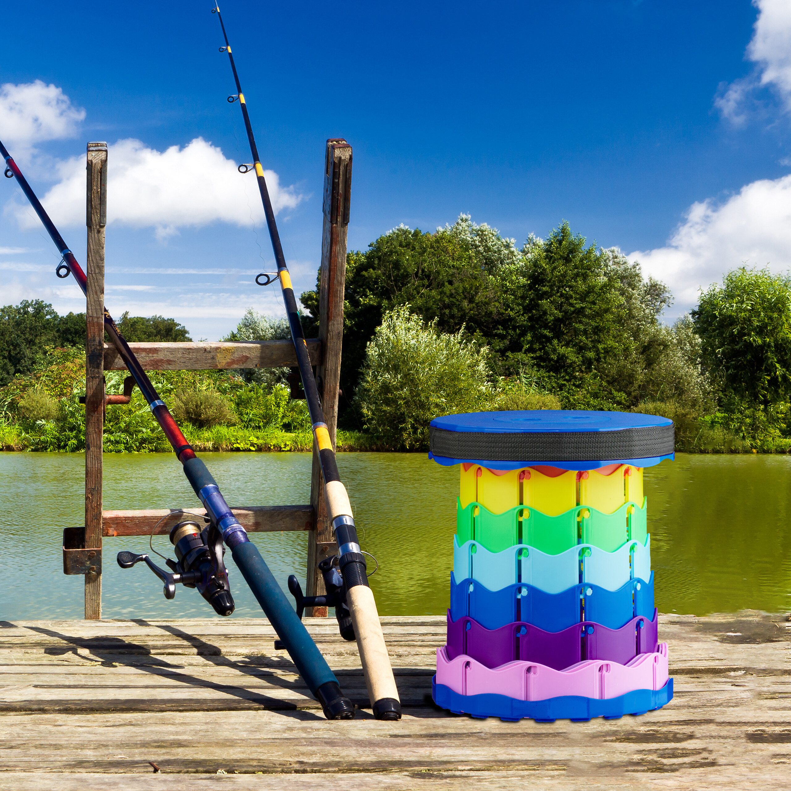 relaxdays Campinghocker Teleskophocker Camping, Bunt günstig online kaufen