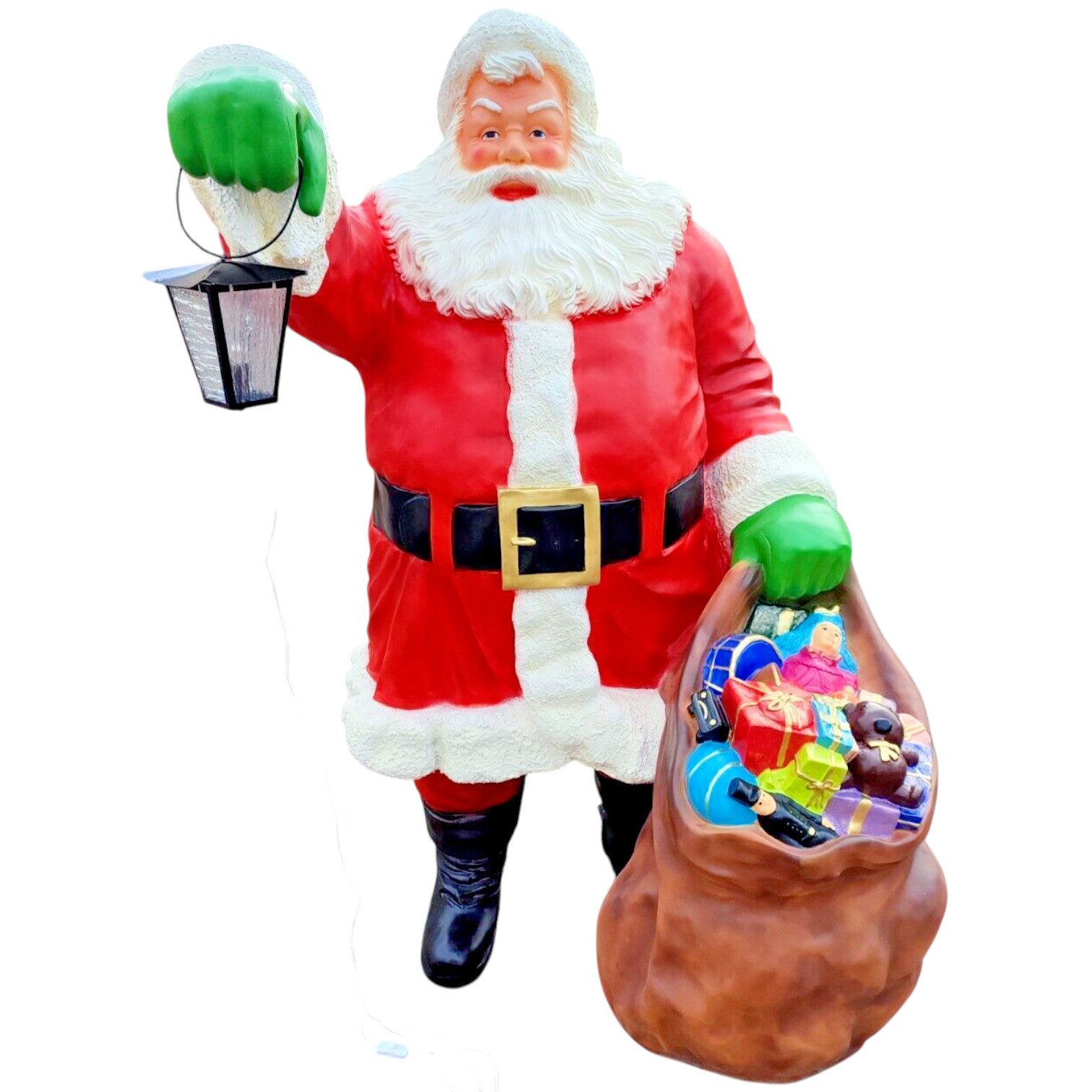 DEKO VERTRIEB BAYERN Weihnachtsfigur XL Premium Weihnachtsmann lebensgross 185+Sack+Lampe Santa Garten Deko