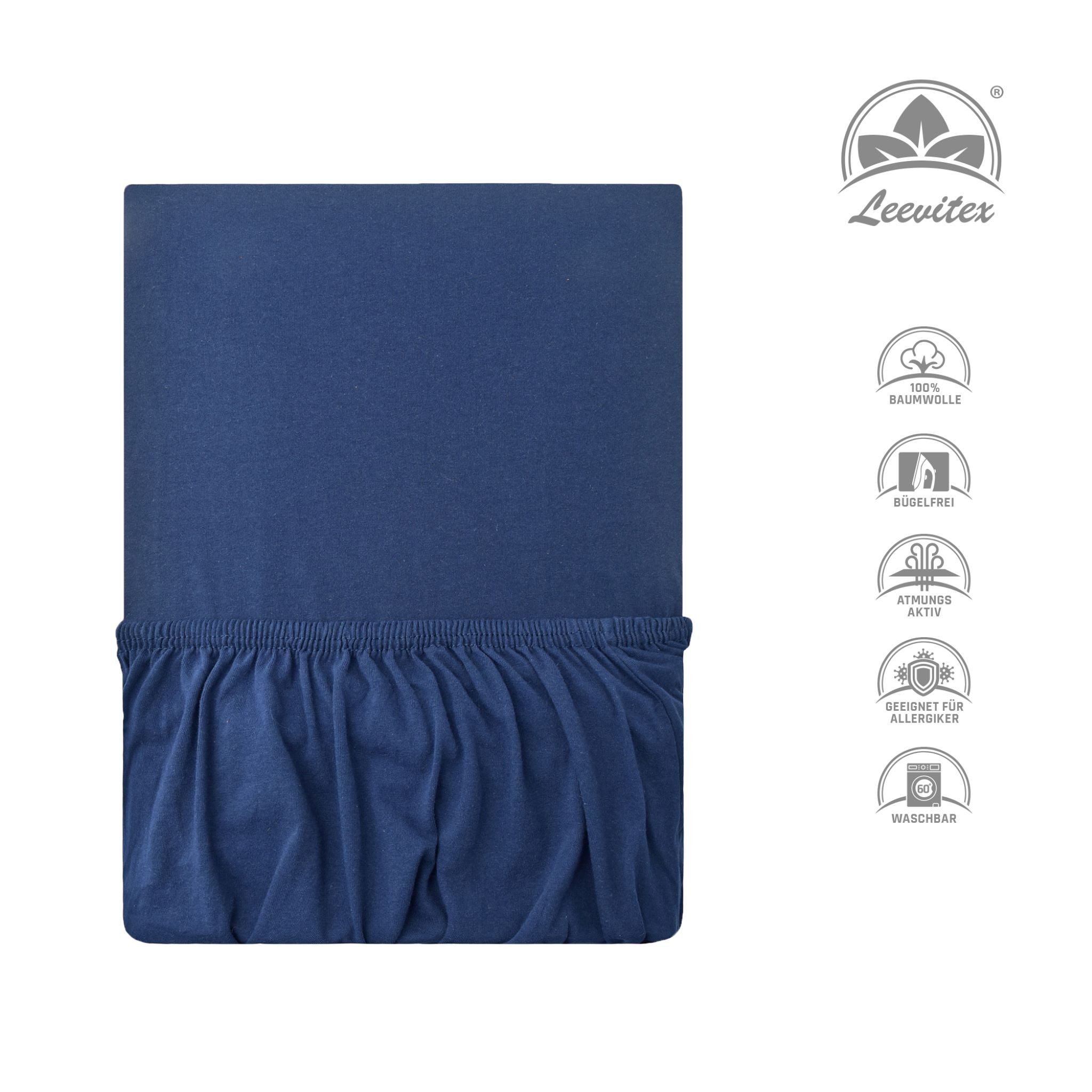 leevitex® Spannbettlaken für Topper – weich, anschmiegsam, pflegeleicht & ideal zum Wohlfühlen, Jersey, Gummizug: rundum, (1 Stück), 100 % Jersey Baumwolle, 18  – Bild 5 von 5