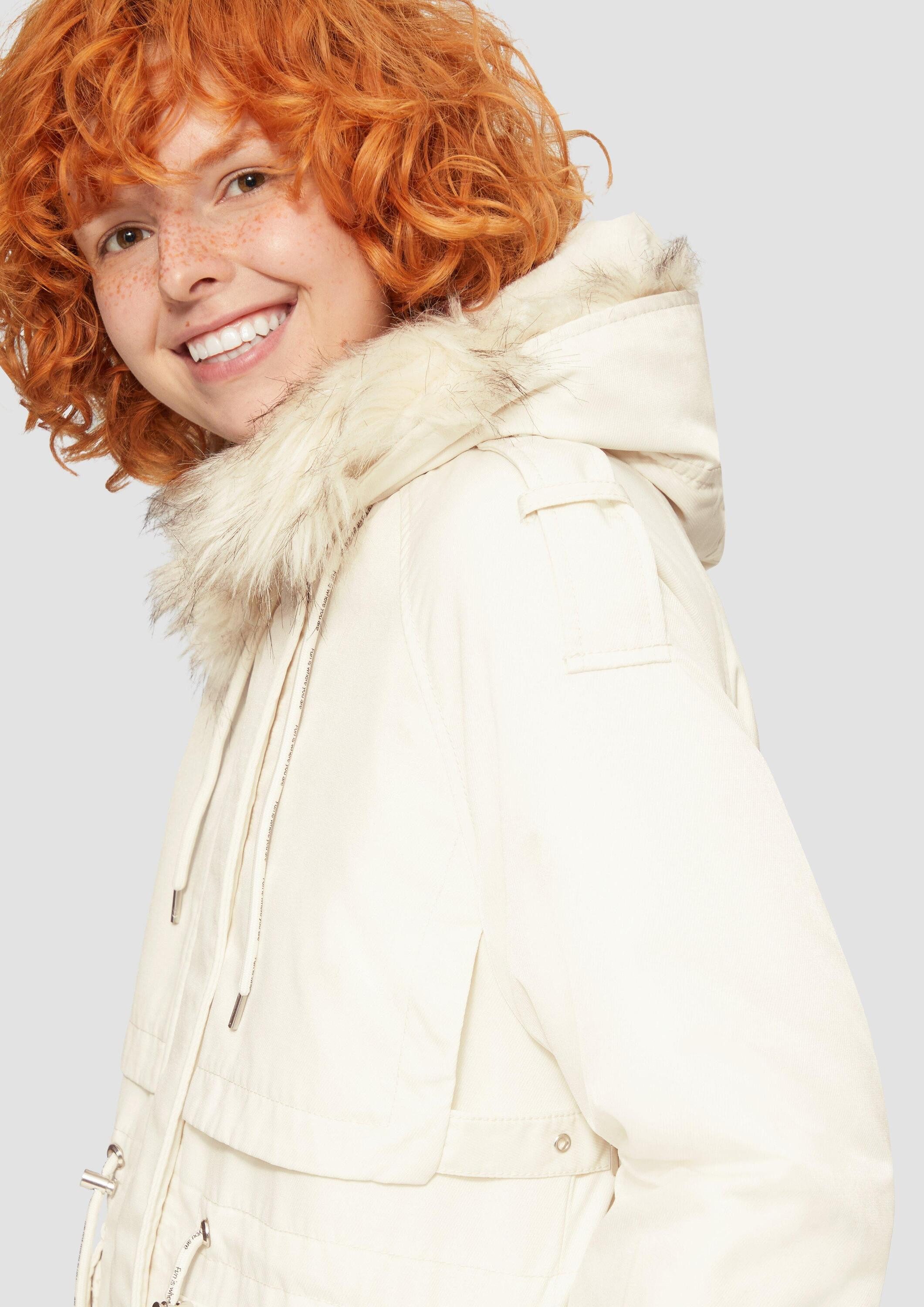 QS Parka Outdoor-Jacke Gefütterter Parka mit abnehmbarem Kunstfell