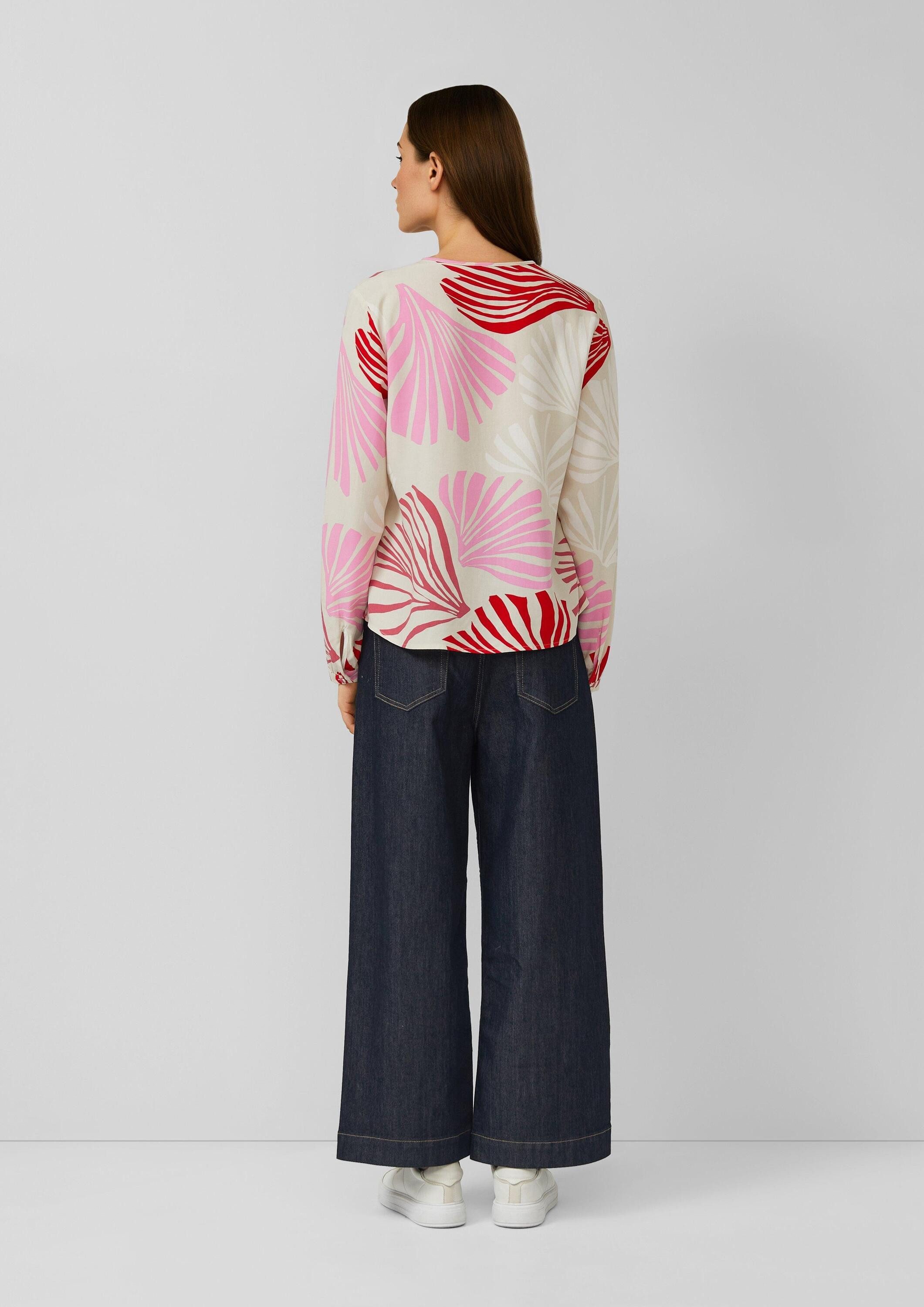 s.Oliver Langarmbluse Bluse Bluse mit Tunika-Ausschnitt und All-over-Print