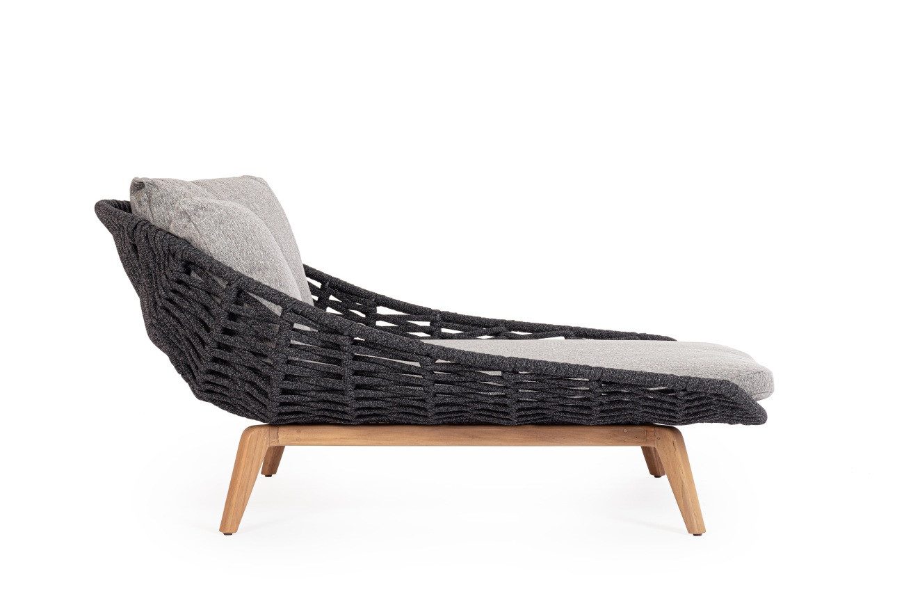Feeling4Home Gartenliege Tamires aus Teakholz, Anthrazit