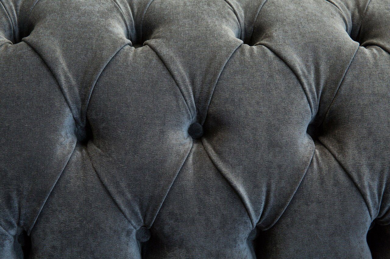 JVmoebel Chesterfield-Sofa, Couch Sofa Chesterfield Graue Leder Polster Stoff Sitzmöbel Textil