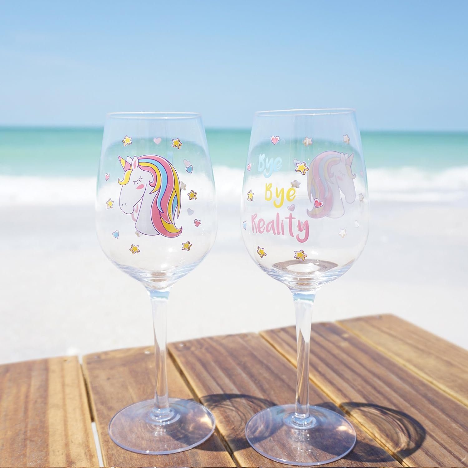 EinhornLiebe Weißweinglas Weingläser Set - Bye Bye Reality (2 Stück), 2-tlg., Glas