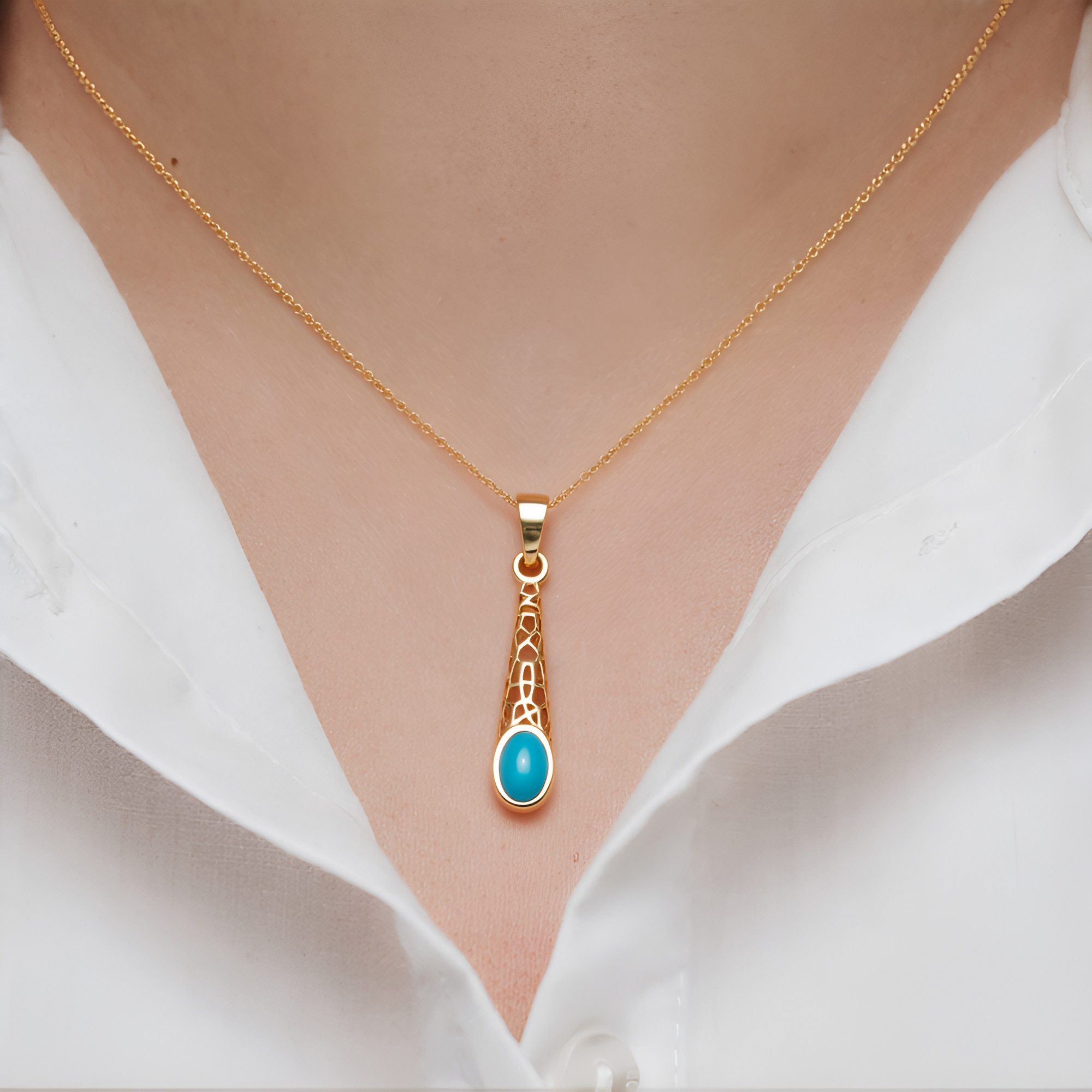 Cavill Kettenanhänger Cavill 9K Gelbgold Anhänger mit 0,38 ct Türkis, ovale günstig online kaufen