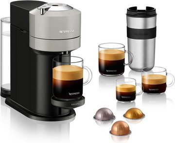 Krups Kapselmaschine Nespresso Vertuo Next Light Grey Kaffeemaschine, + Origin Espresso Tassen 2x 40 ml, Kurze Aufheizzeit, One-Touch-System