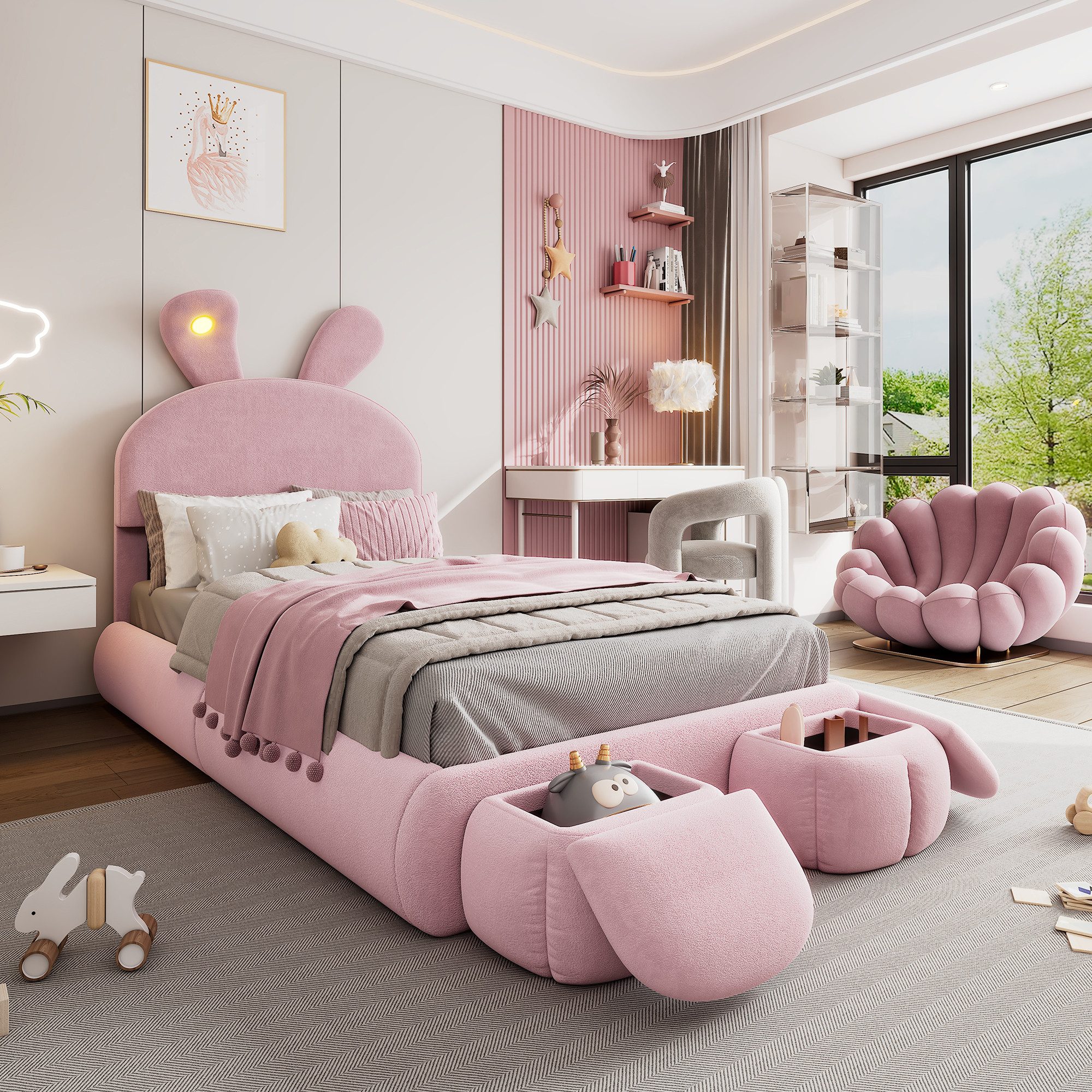 OKWISH Kinderbett Funktionsbett Stauraumbett Polsterbett (90x200 günstig online kaufen