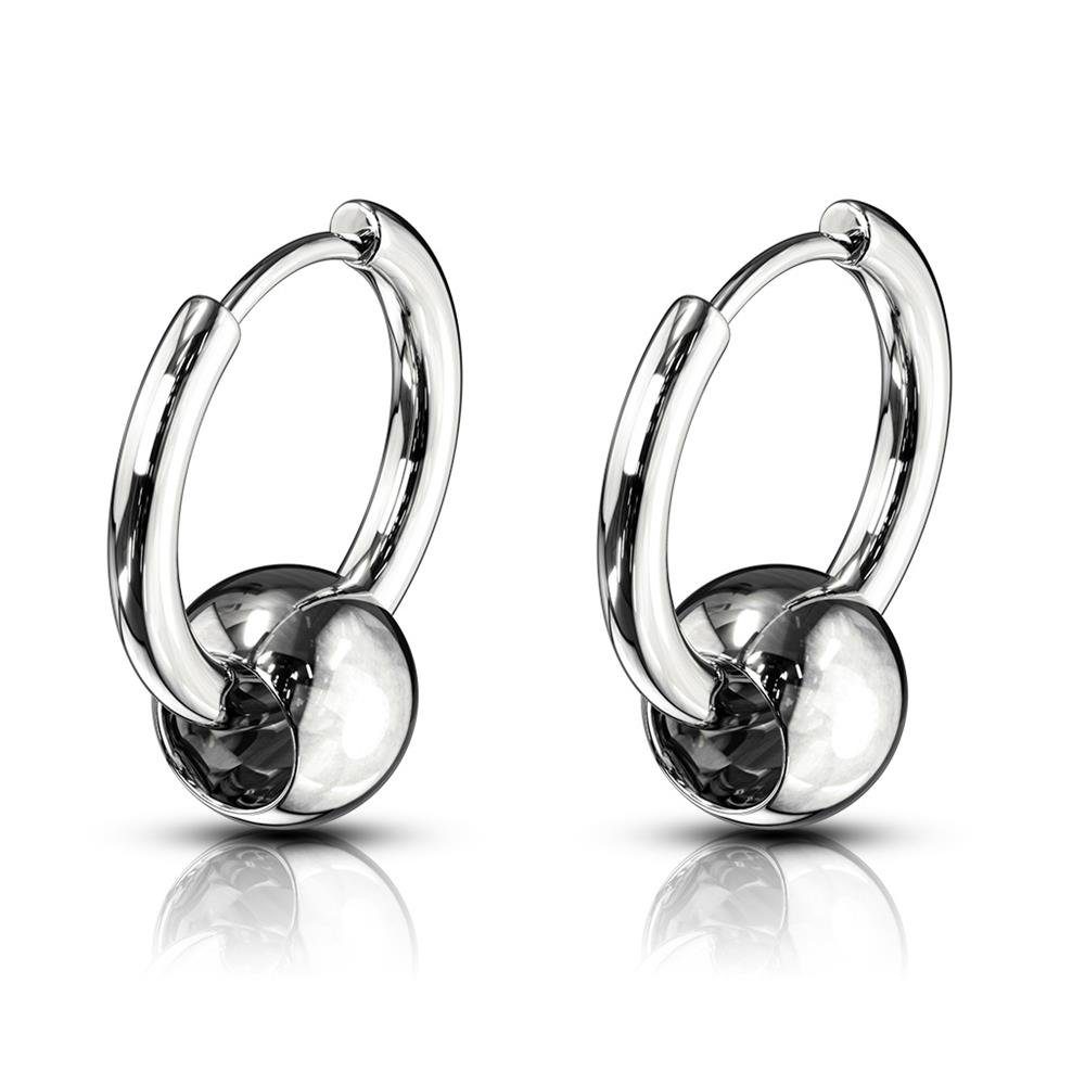 BUNGSA Ohrring-Set Creolen mit Kugel Silber aus Edelstahl Unisex (1 Paar (2 Stück), 2-tlg), Ohrschmuck Ohrringe