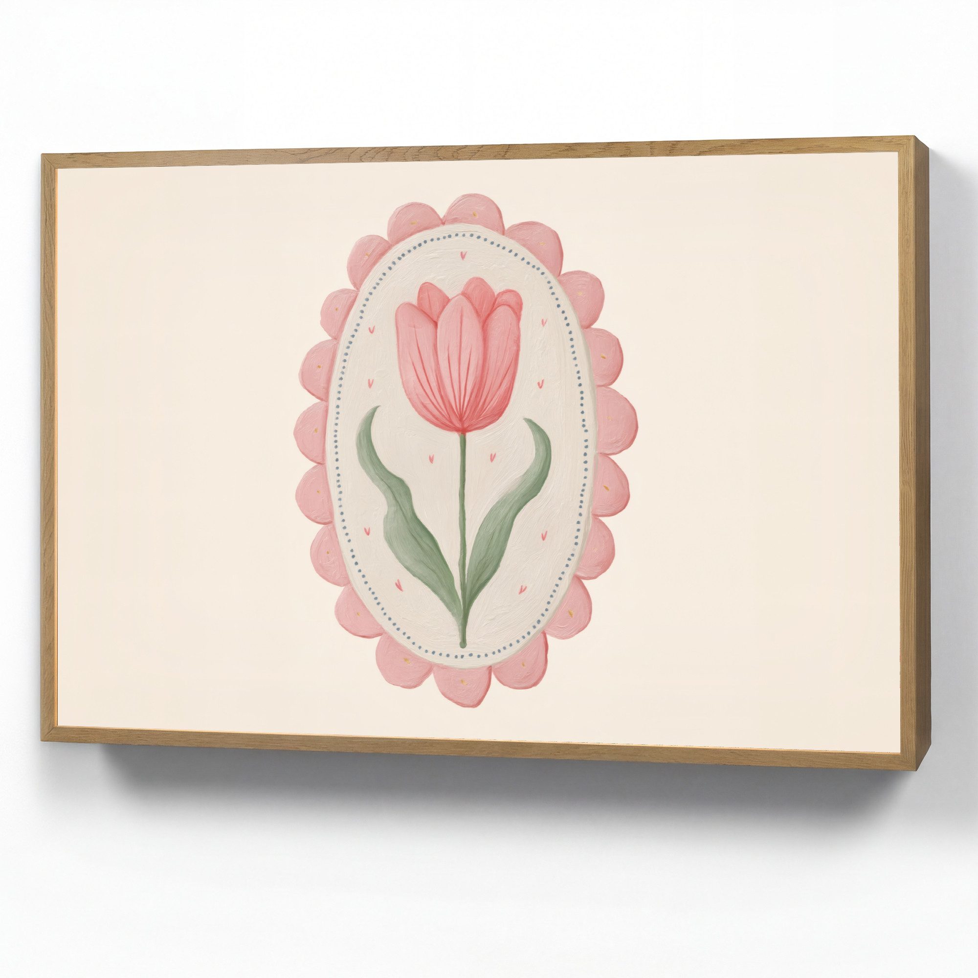 OnlyWow Wandleuchte Lightbox Tulpe - Rahmen - Oval - Illustration, Dimmbar, Farbwechsel, LED, Warmweiß, Kaltweiß, Neutralweiß Einstellbar, Wandlampe Innen, Dimmbar, Aufladbarer USB Akku, LED, Modern