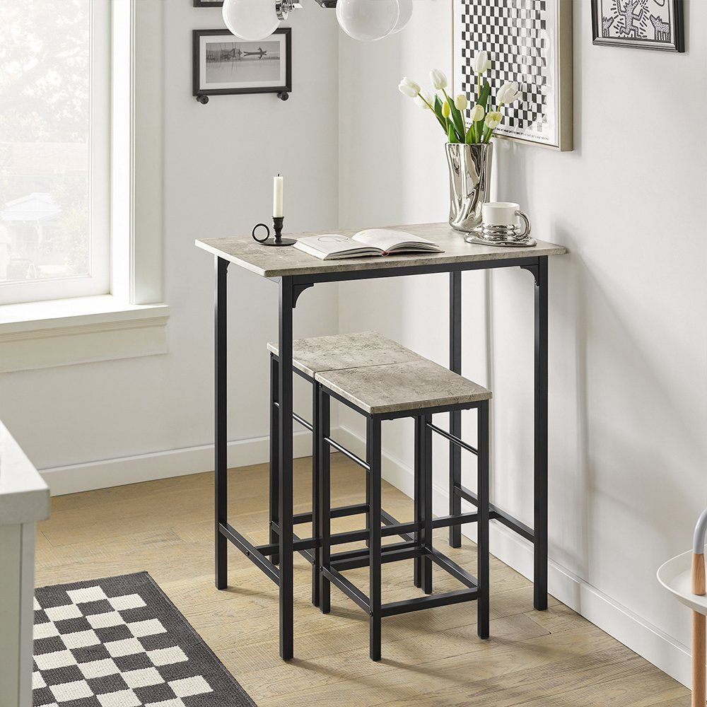 SoBuy Essgruppe OGT10, Küchentisch-Set für 2 Personen, Esstisch Essgruppe Gartentisch, Sitzgruppe Esszimmergruppe Bartisch Bistrotisch (Set, 3-tlg) Esszimmer