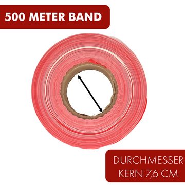 XiRRiX Hinweisschild Absperrband 500 m rot/weiß Rolle - 500m rot weiß Flatterband Warnband, (1 St), Hohe Belastbarkeit, universell einsetzbar