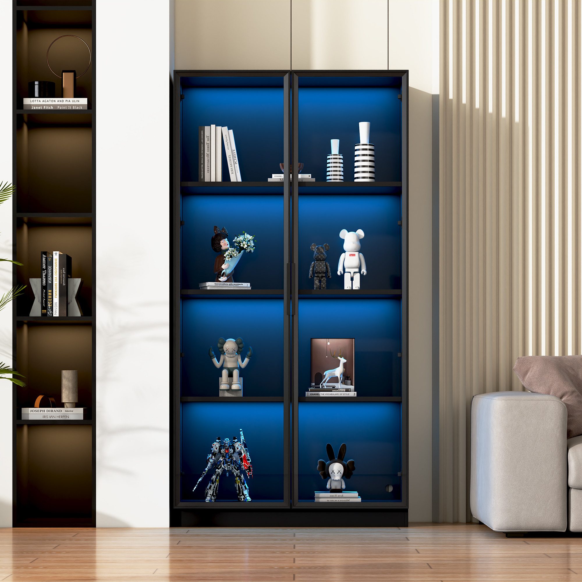 Merax Glasvitrine mit Glastüren inkl. LED (1-St) Hochschrank mit verstellba günstig online kaufen