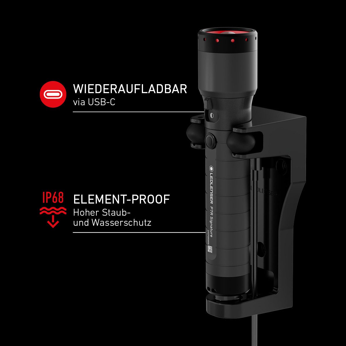 Ledlenser Taschenlampe P7R Signature, 2500 Lumen, 340m, IP68, 80 Std, USB-C