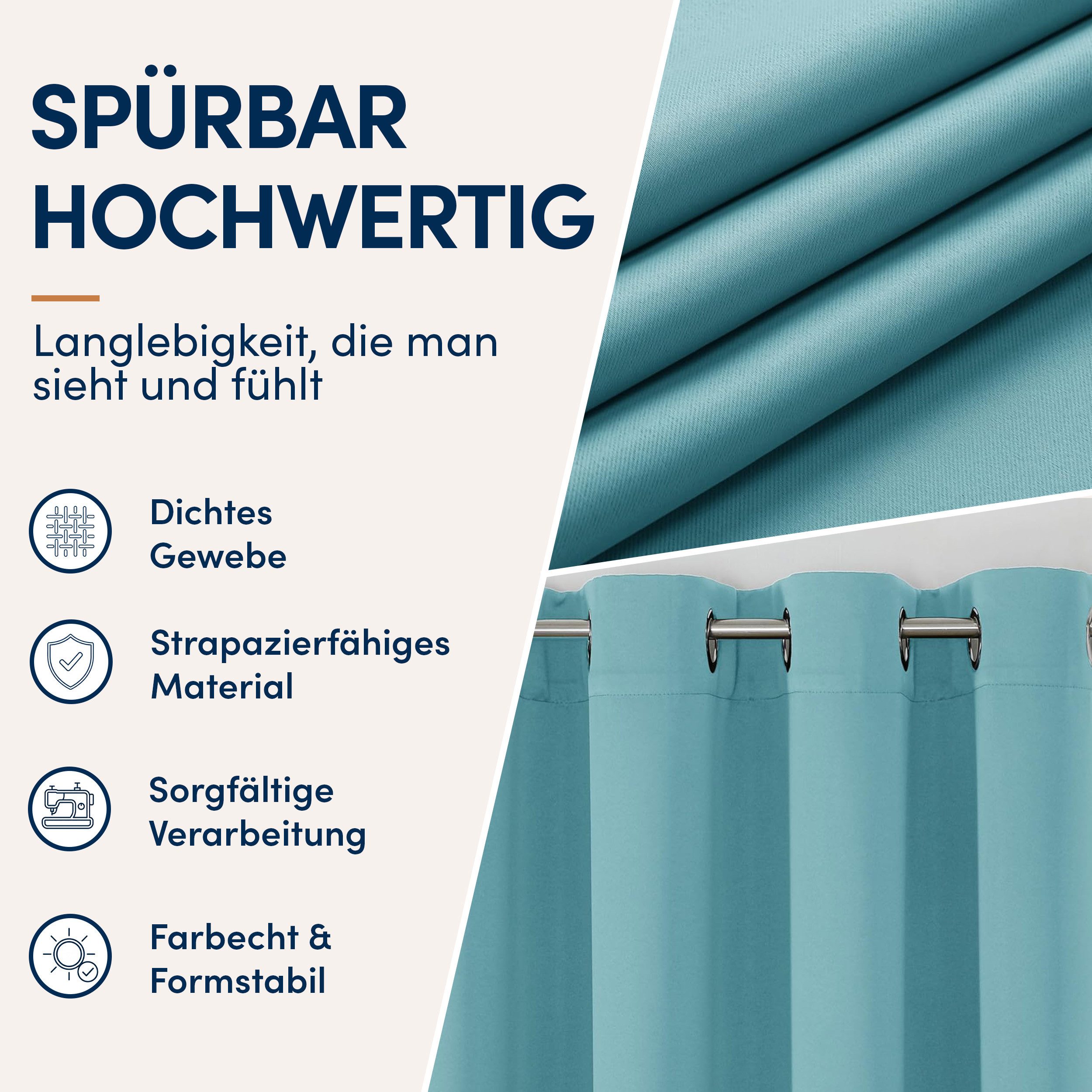 Stoffschmiede Gardine Blickdicht - Kräuselband & Ösen, Ösen – Bild 3 von 5