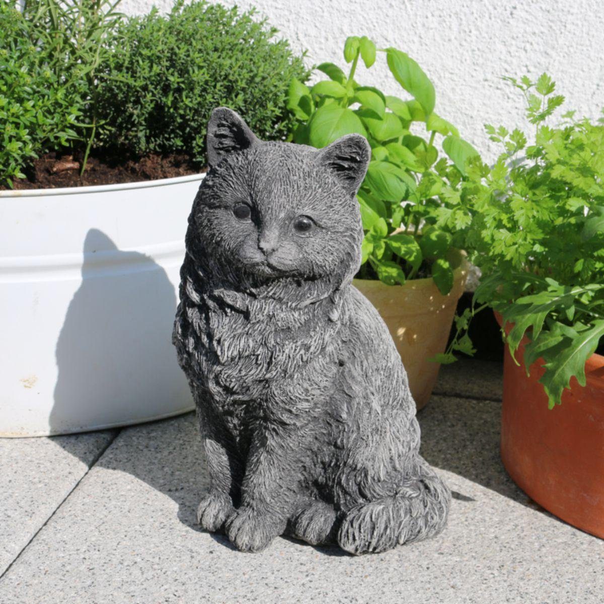 ca. Antiksteinguss sitzende Gartenfigur Katze 440s 26,5 (Stück) cm, H. 440s