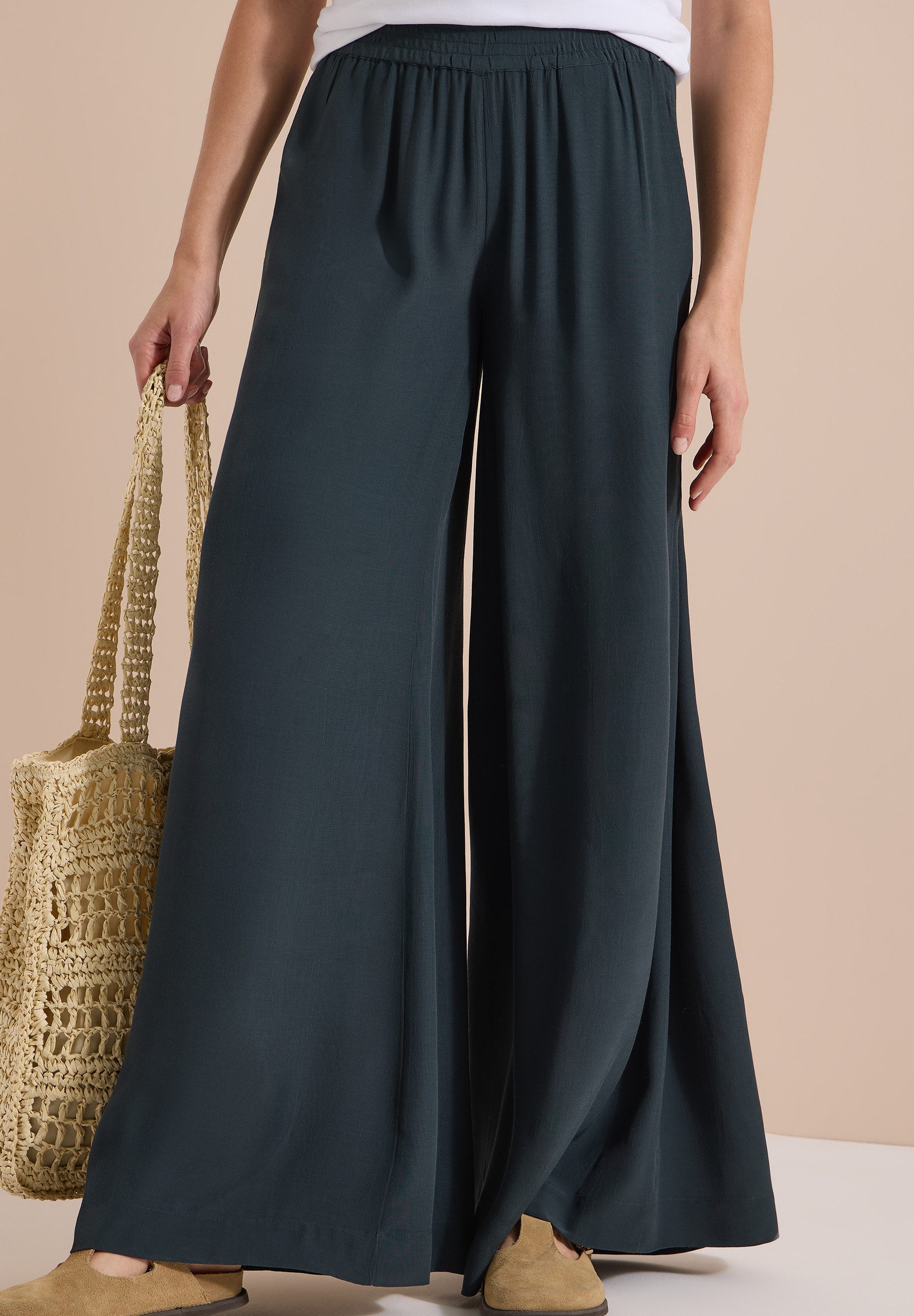 CECIL Stoffhose Loose Fit, Viskose, feine Struktur