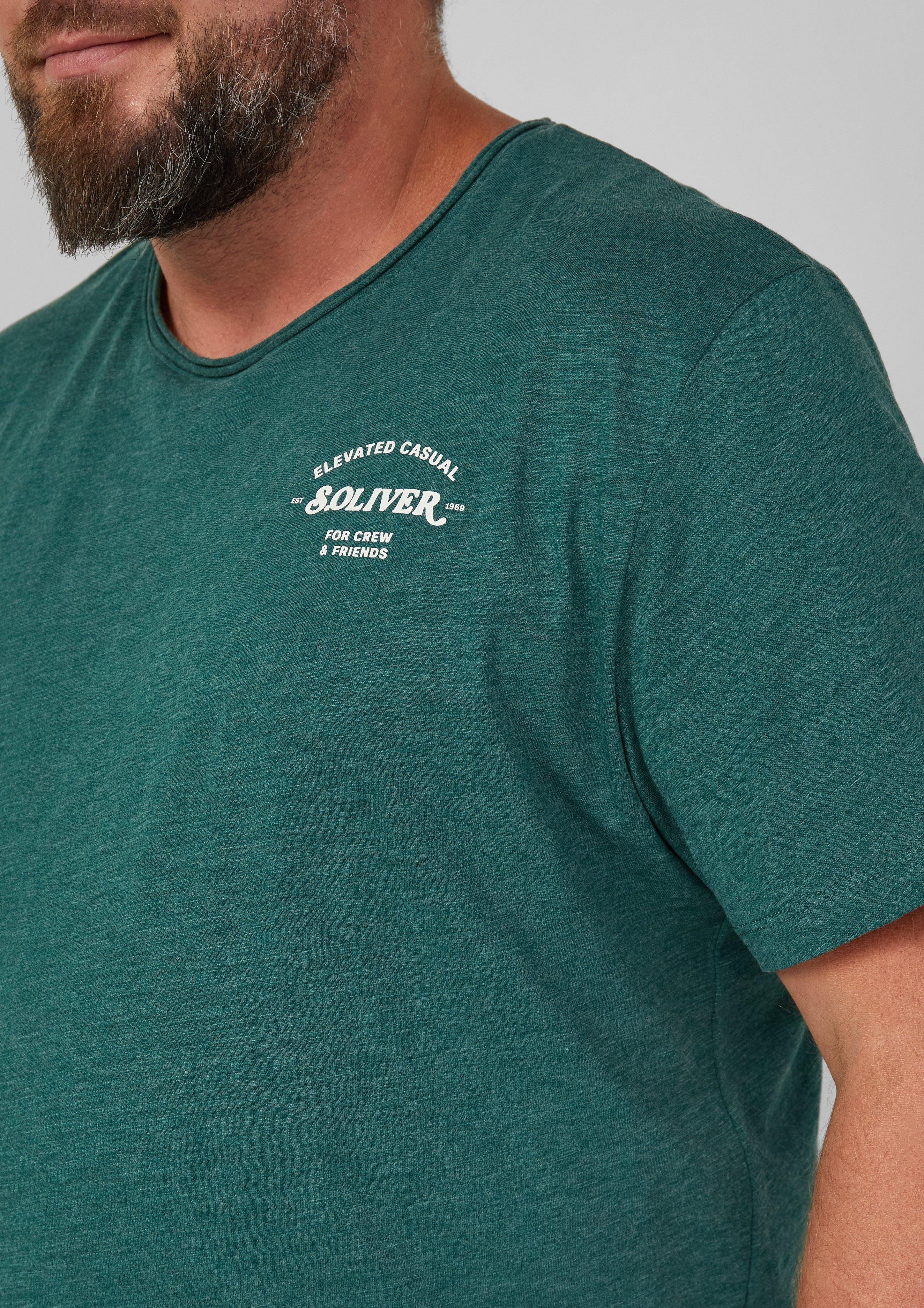 s.Oliver T-Shirt mit Label-Print Farbe dunkelblau Größe: 4XL günstig online kaufen