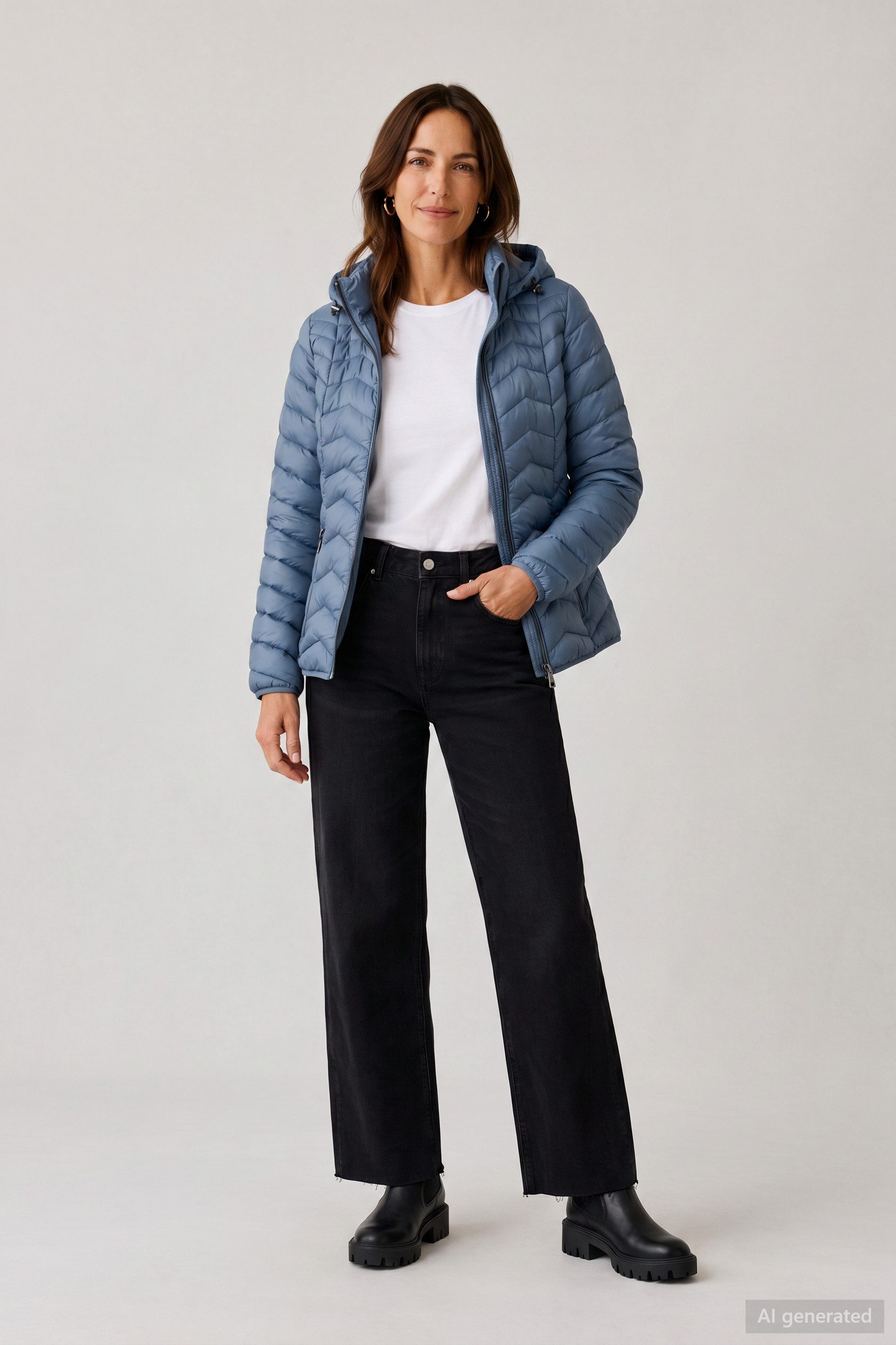 Barbara Lebek Steppjacke Übergangsjacke, Herbstjacke oder Damenjacke mit abnehmbarer Kapuze