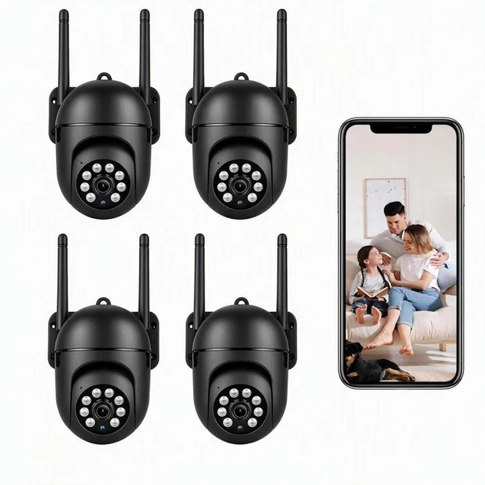 ANTCOOL Überwachungskamera 4er Set WLAN Kamera Innen/Außen, Personenerkennung, Nachtsicht