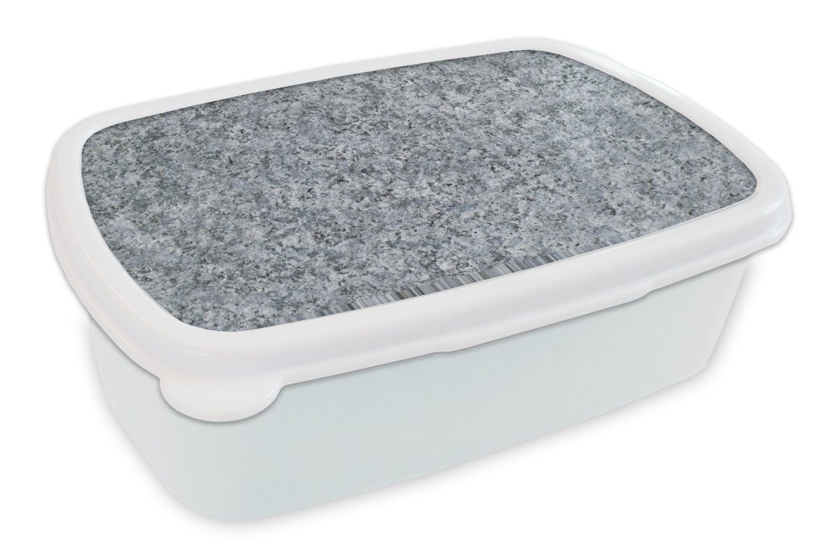MuchoWow Lunchbox Granit - Stein - Muster - Design - Grau, Kunststoff, (2-tlg), Brotbox für Kinder und Erwachsene, Brotdose, für Jungs und Mädchen weiß