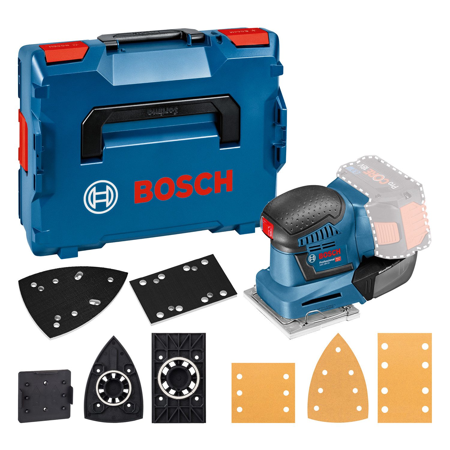 Bosch Professional Akku-Schwingschleifer »GSS 18V-10«, in L-BOXX, ohne Akku, ohne Ladegerät