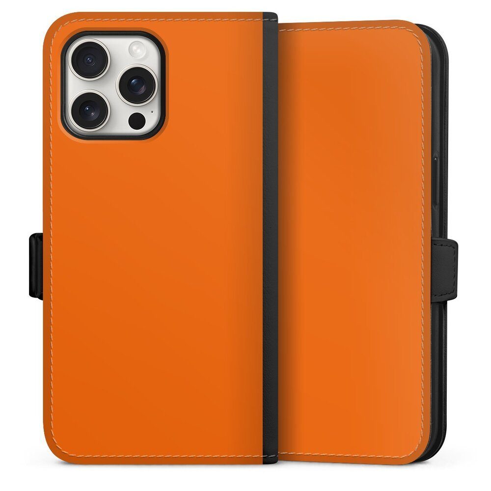 DeinDesign Handyhülle einfarbig orange Farbe Mandarine, Apple iPhone 15 Pro Max Hülle Handy Flip Case Wallet Cover