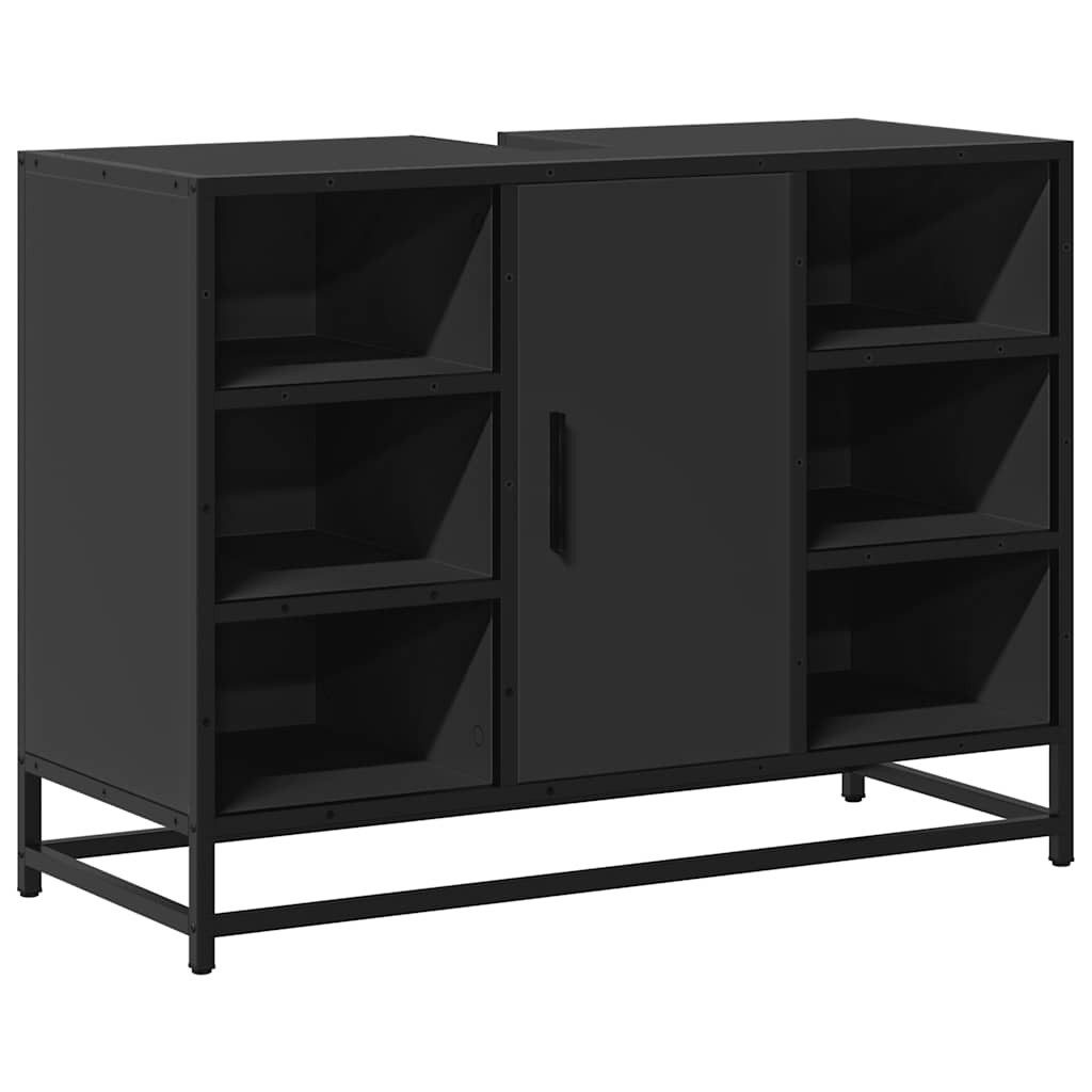 vidaXL Schrankmodule Waschbeckenunterschrank Schwarz 80x33x60 cm günstig online kaufen
