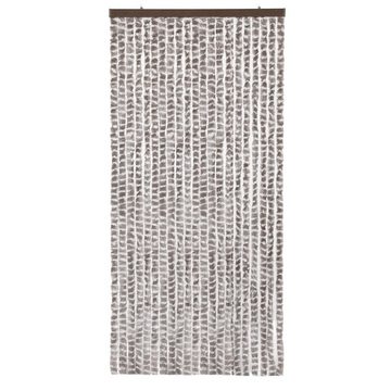 Türvorhang Flauschvorhang 100 x 230 cm taupe weiß gesteift, Moritz, Hakenaufhängung (1 St), abdunkelnd, Chenille Vorhänge Camping Türvorhang Wohnwagen Wohnmobil Zubehör