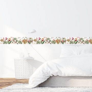 anna wand Bordüre »Paradies - mehrfarbig auf weiß - selbstklebend«, floral, selbstklebend