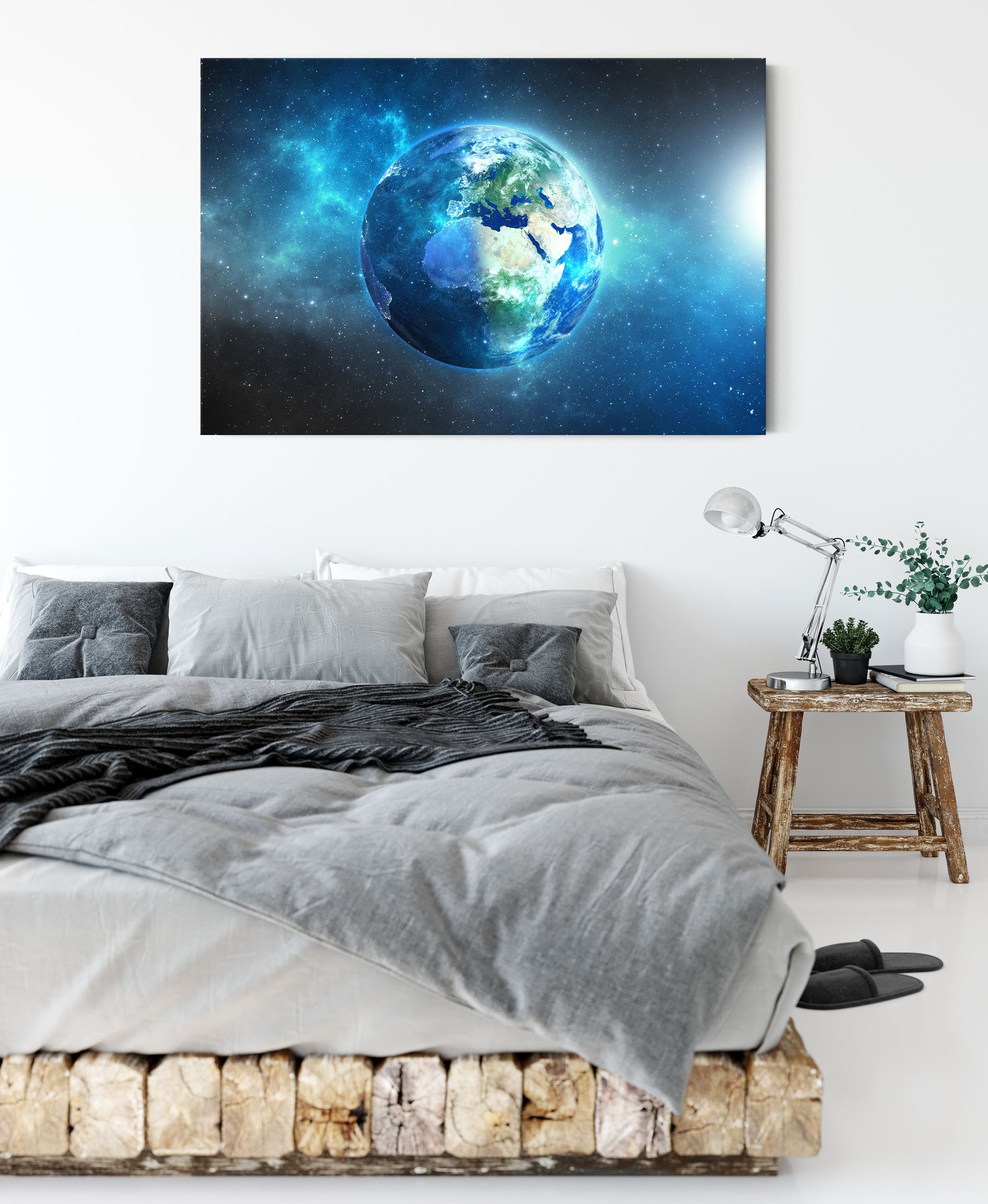 Pixxprint Leinwandbild Unsere Erde im Weltall, Unsere Erde im Weltall (1 St), Leinwandbild fertig bespannt, inkl. Zackenaufhänger