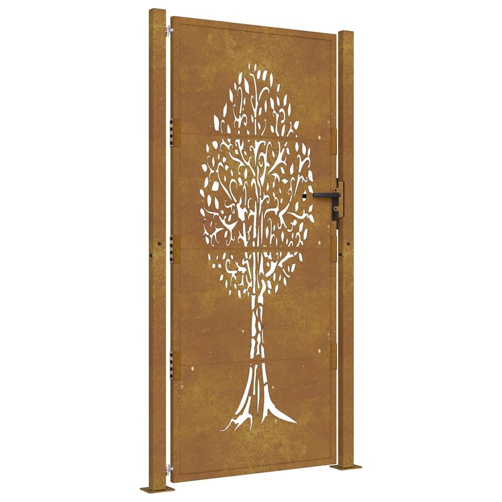 Gartentor Gartentor 100x200 cm Cortenstahl Baumdesign