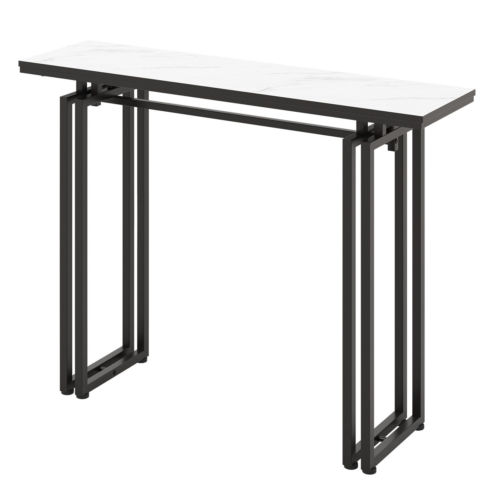 COSTWAY Konsolentisch, Mamor, schmal, Metallrahmen, 110x30x81cm, Schwarz günstig online kaufen