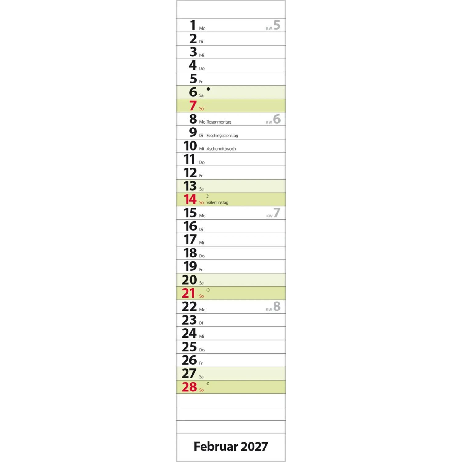 Korsch Verlag Wandkalender Streifenplaner Compact Grün 2027 – Bild 3 von 5
