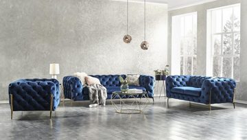 JVmoebel Sofa Blauer Chesterfield Textil Sofa Polster Sitz Couch Big XXL 3 Sitzer, Made in Europe