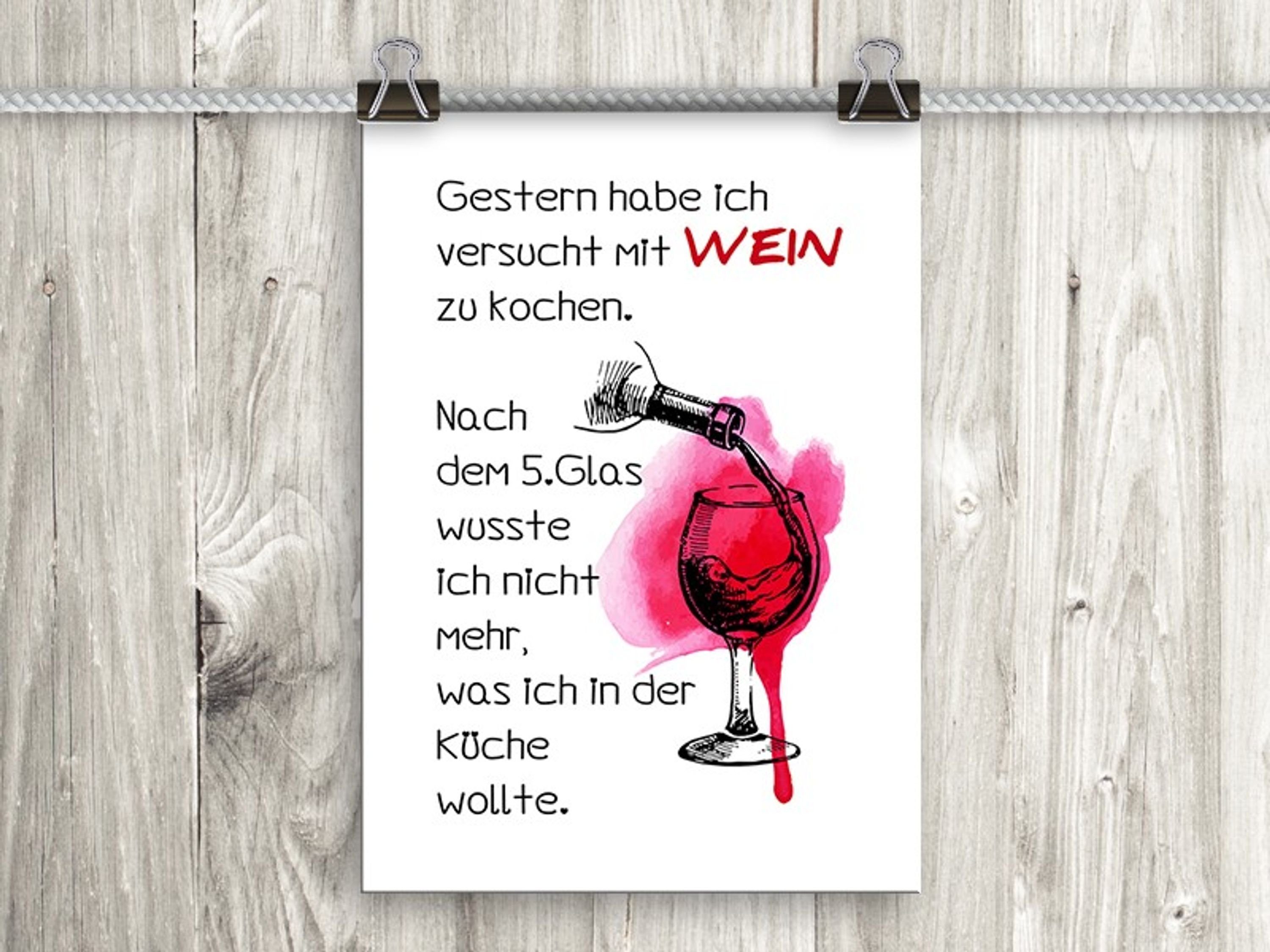 artissimo Poster Poster mit Spruch DinA4 Bild Wandbild lustiges Küchenbild Küche Wein, lustige Zitate und Sprüche: Wein