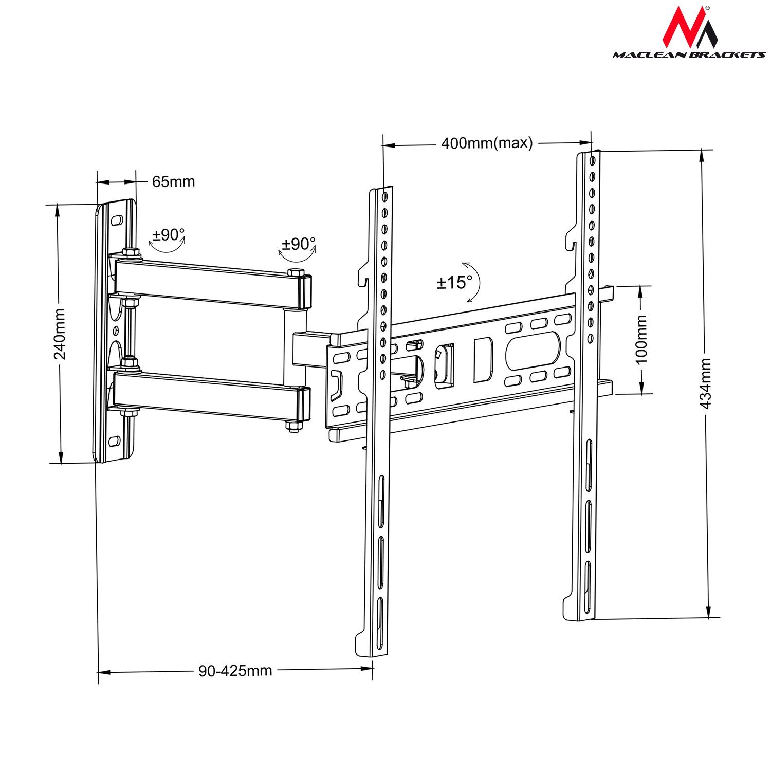 30kg) TV-Wandhalterung, Zoll, Fernseher 26"-55" Wandhalterung MC-761 55,00 Maclean bis Monitor (bis