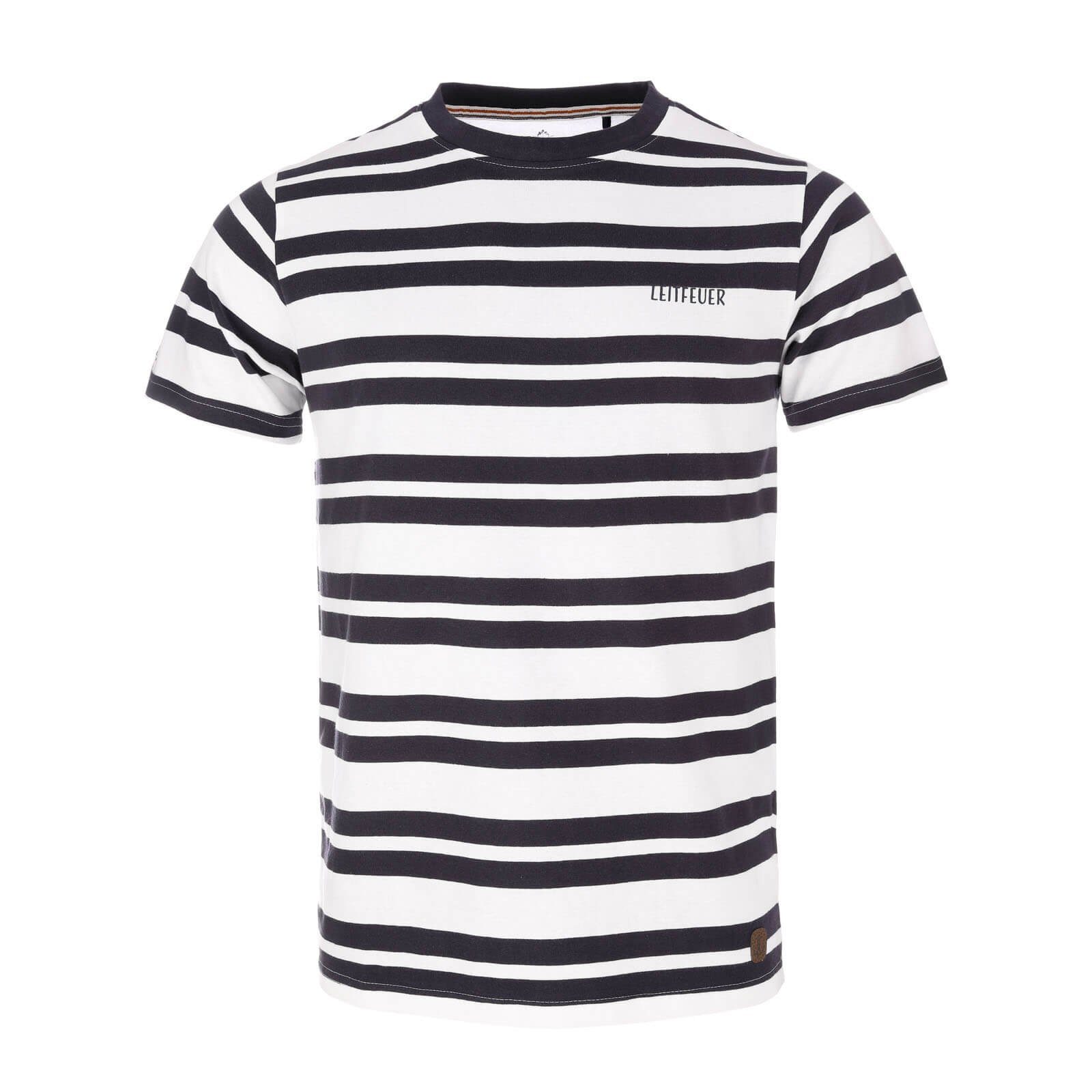 Leitfeuer T-Shirt Herren Sommershirt mit Allover-Streifen - Kurzarm-Shirt mit Rundhals dark navy / white