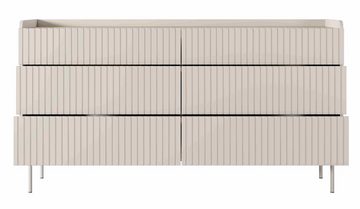 Furnix Kommode Niklaus 153 Sideboard mit sechs Schubladen Metallbeine elegant Beige, Blickfang, Design & Funktionalität, 149,8x82,2x34 cm